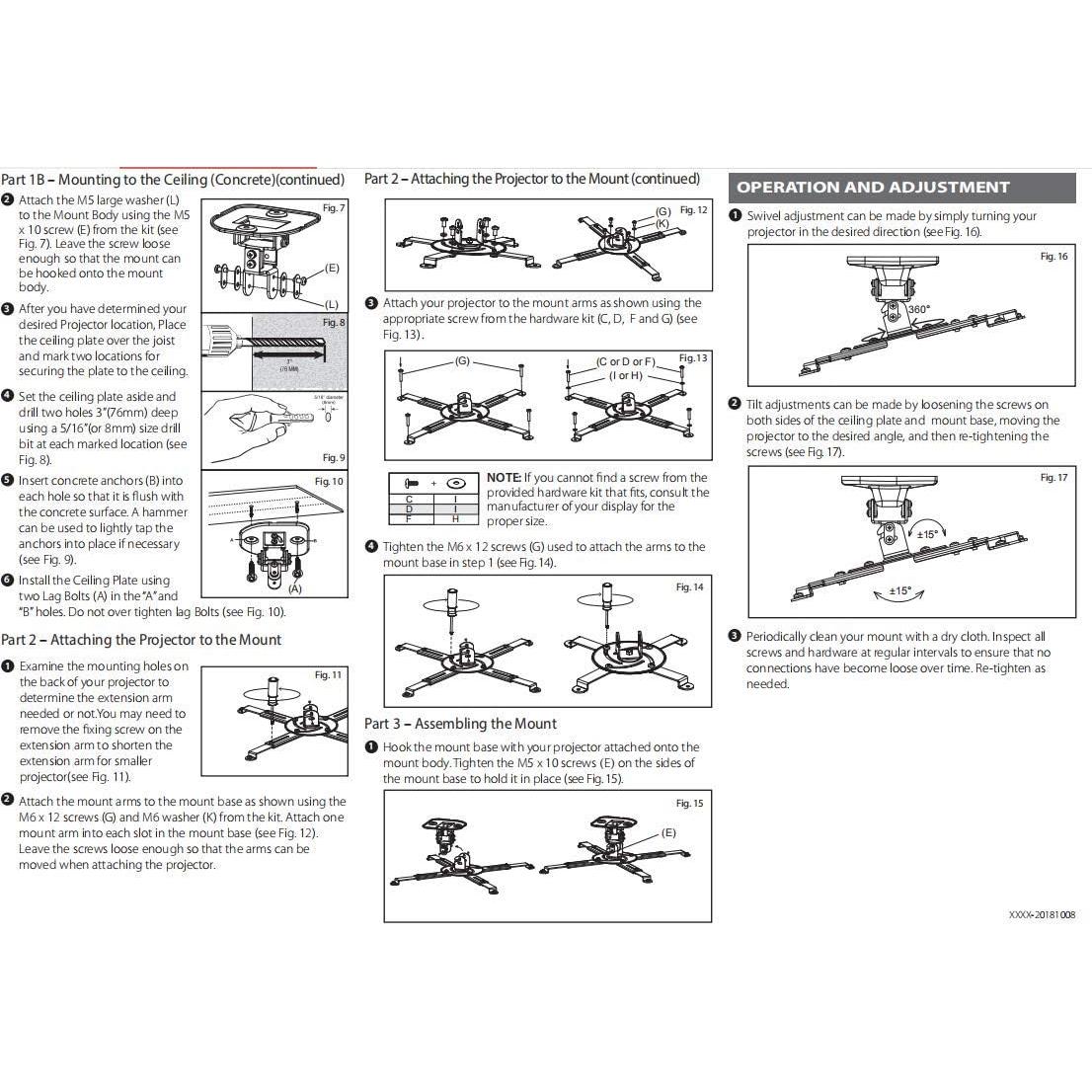Soporte de Techo DYNAVISTA para Proyector Ajustable Negro
