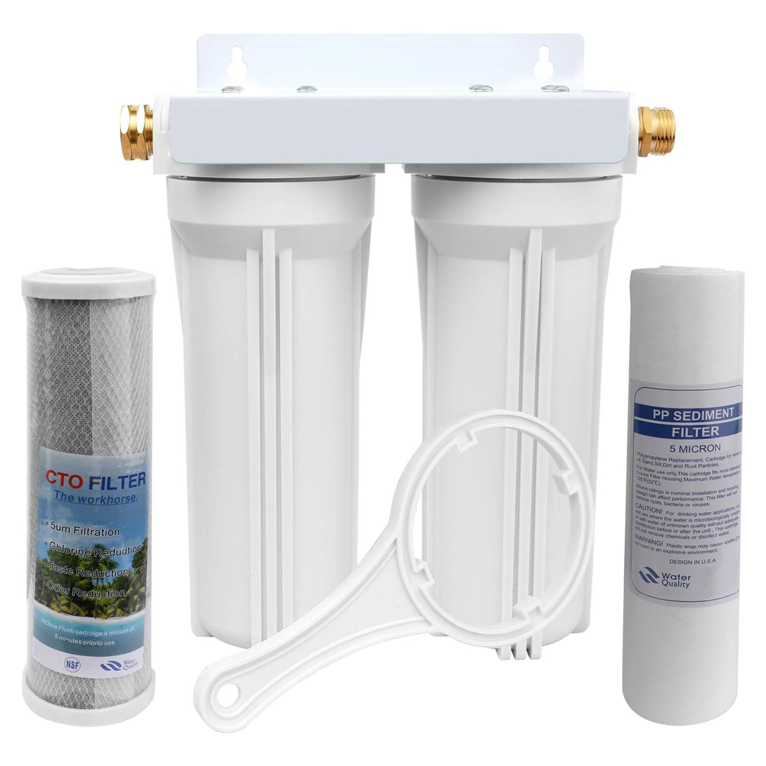 Sistema de Filtro de Agua Doble Externo OKBA WF001 para RVs y Barcos