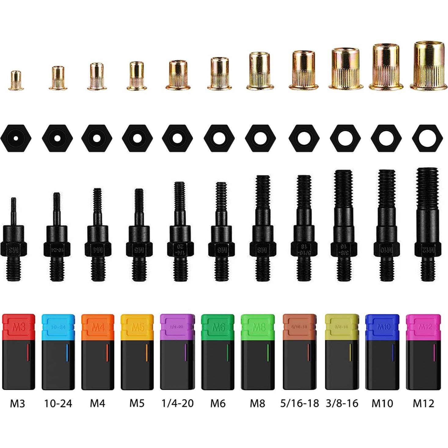 Herramienta de Tuerca Remachada WETOLS 17" con 11 Mandriles