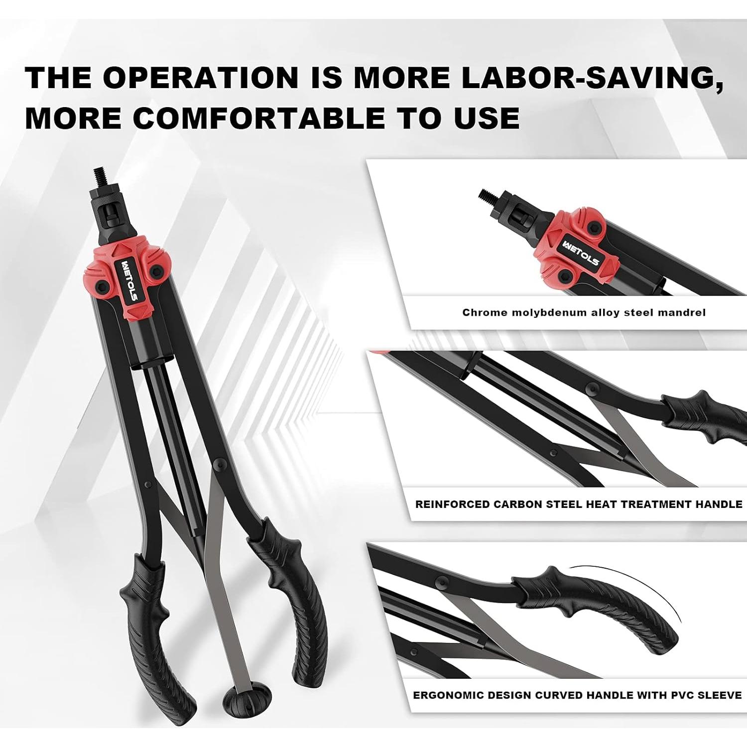 Herramienta de Tuerca Remachada WETOLS 17" con 11 Mandriles