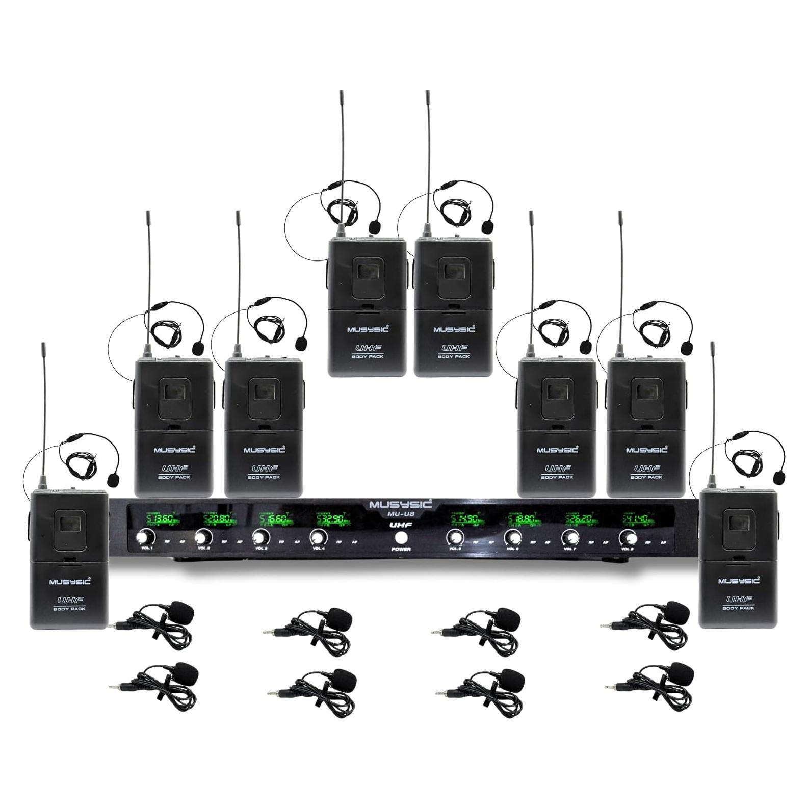 Micrófono Inalámbrico UHF MUSYSIC 8 Canales Karaoke 3.8 kg
