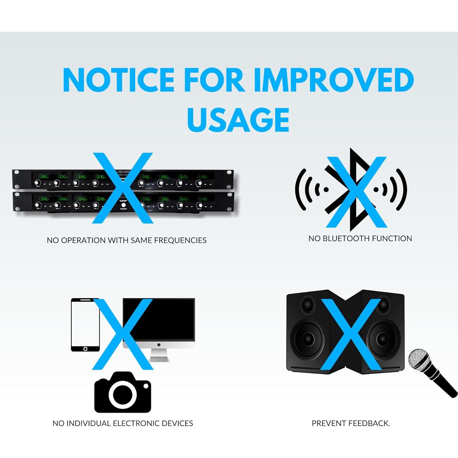Micrófono Inalámbrico UHF MUSYSIC 8 Canales Karaoke 3.8 kg