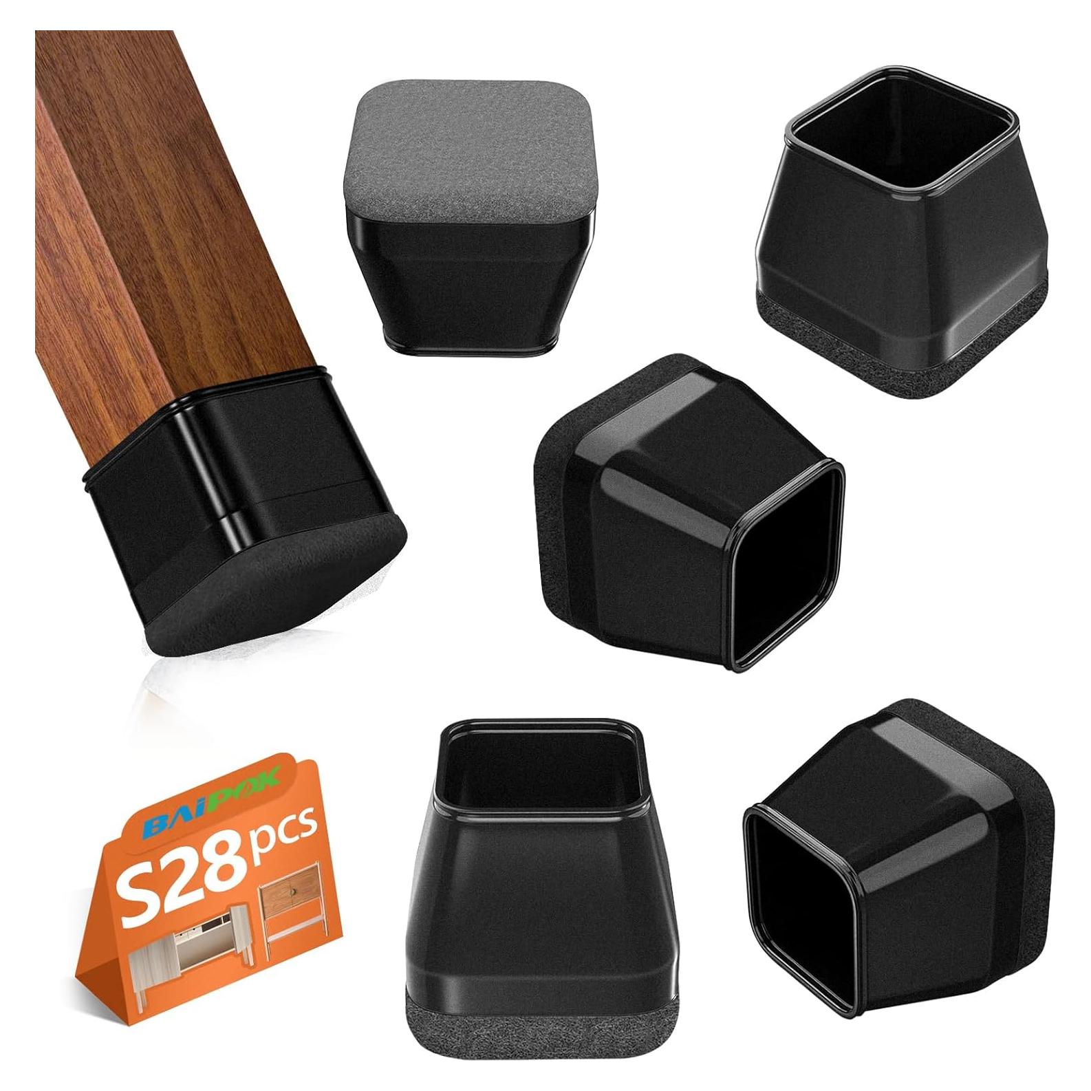 28 Protectores de Suelo BAIPOK para Patas de Sillas Cuadradas