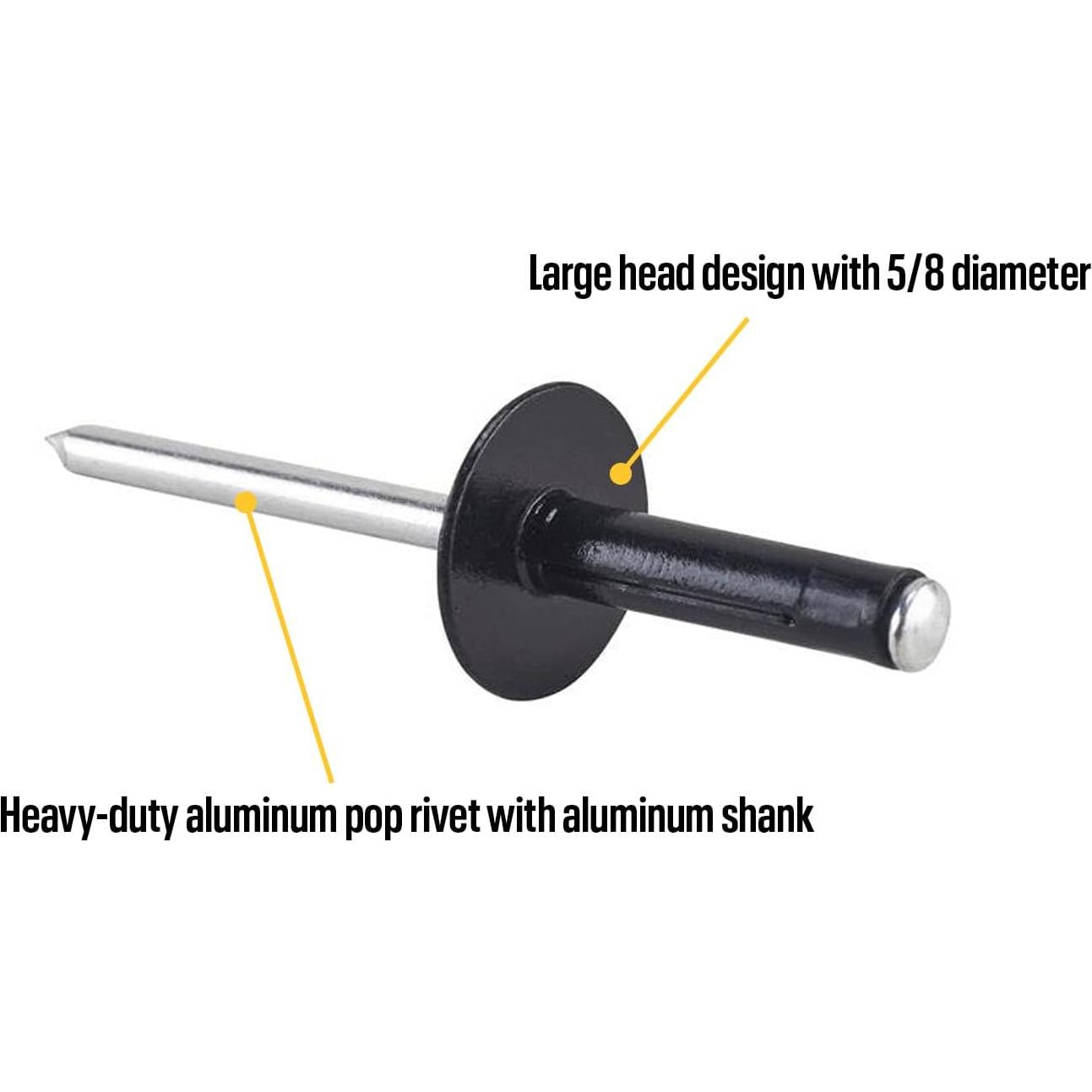 Remaches de Cabeza Explosiva Negra Speedway Motors 250 Pzas