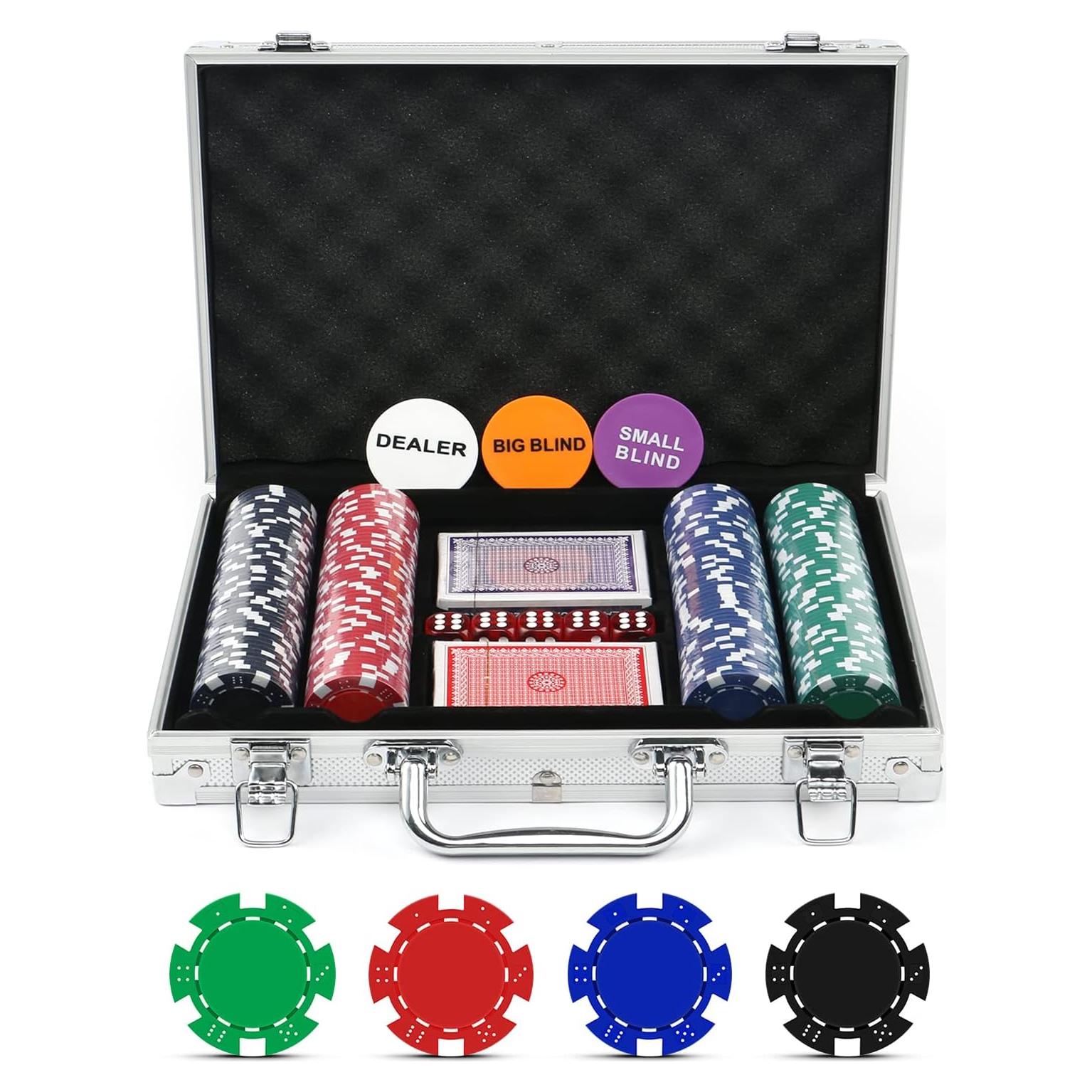 NOLIE Juego de Fichas de Póker 200 PCS con Estuche de Aluminio