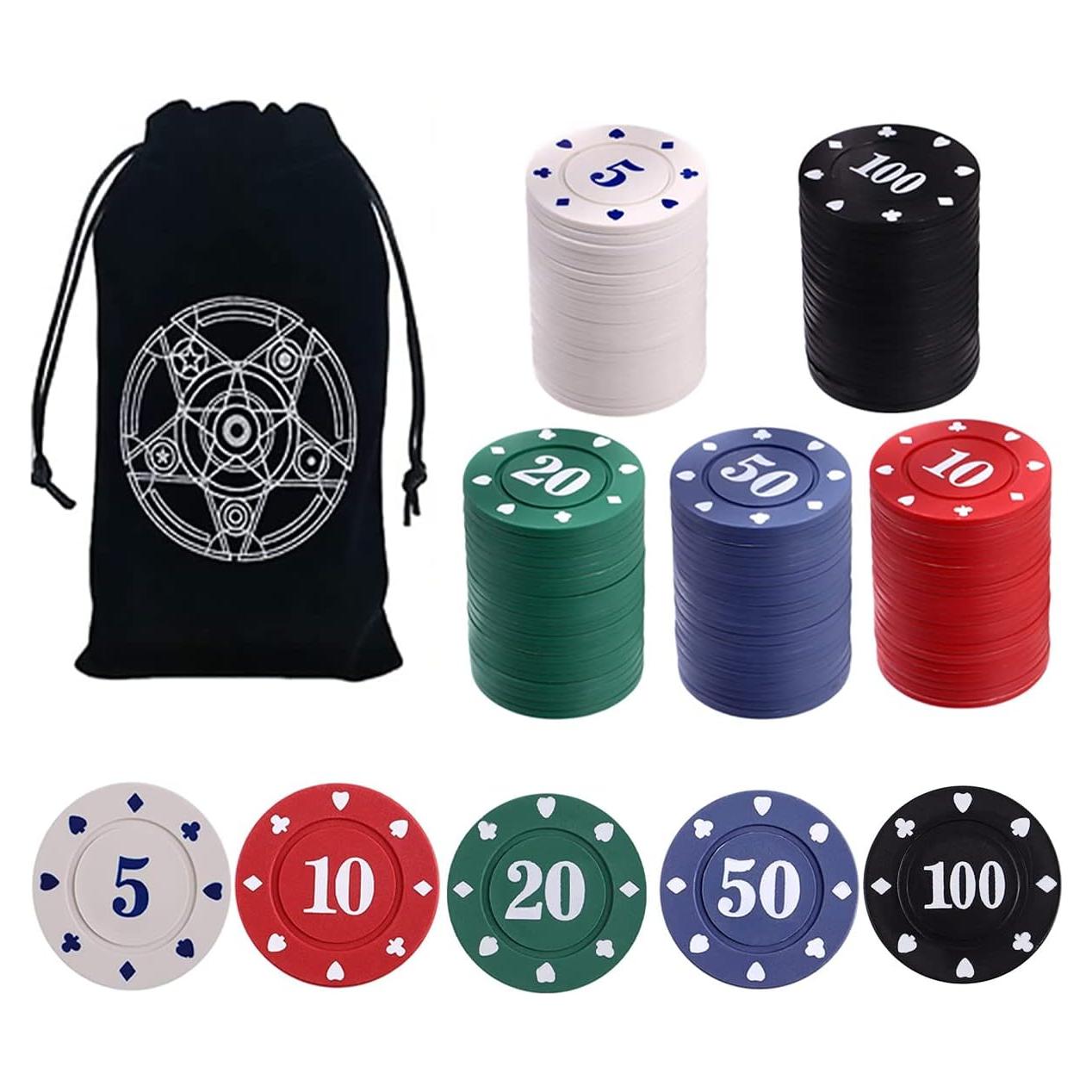Fichas de Póker IXIGER Set 100 piezas con Bolsa Terciopelo
