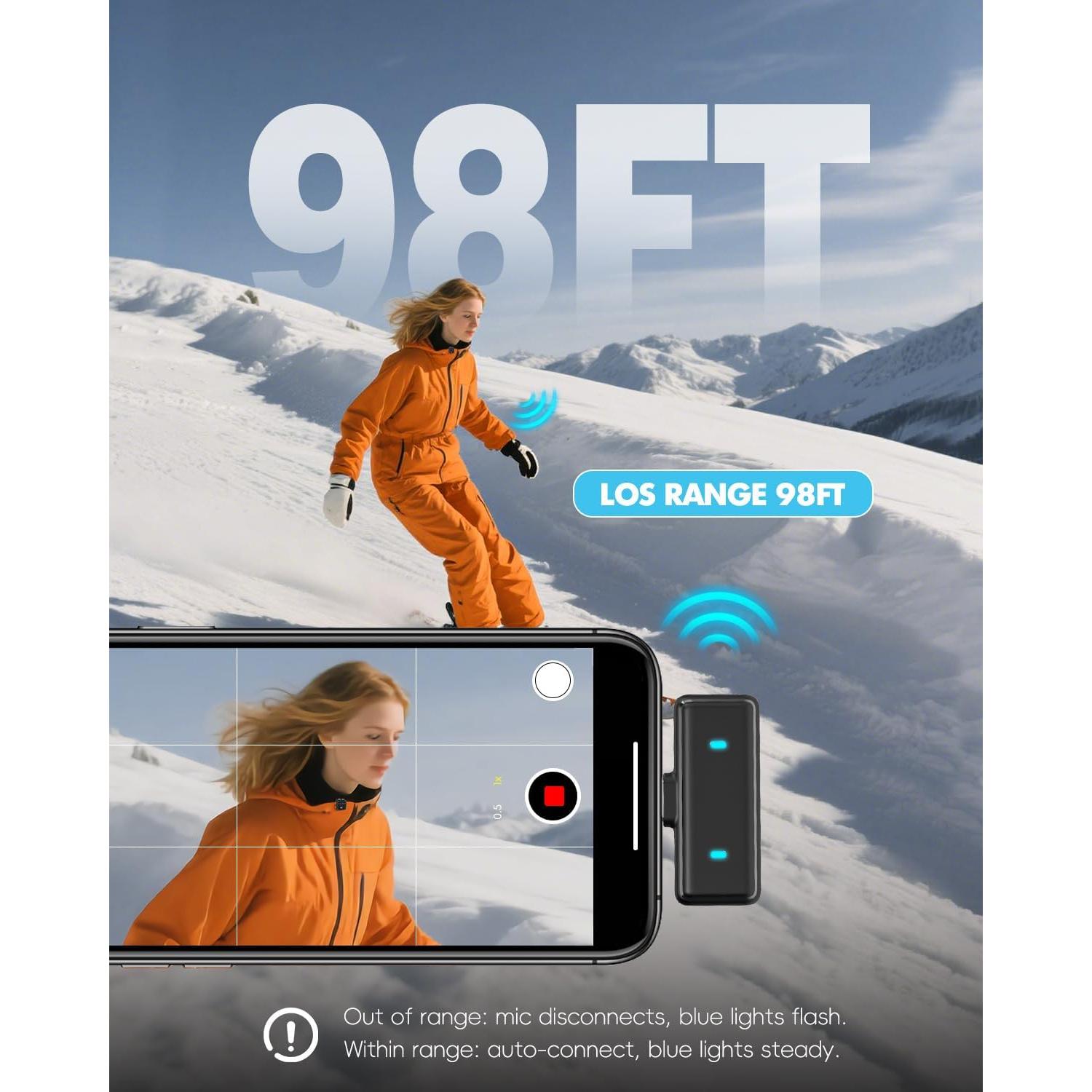 Micrófono Lavalier Inalámbrico EVXVE Tipo-C 48KHz con Estuche