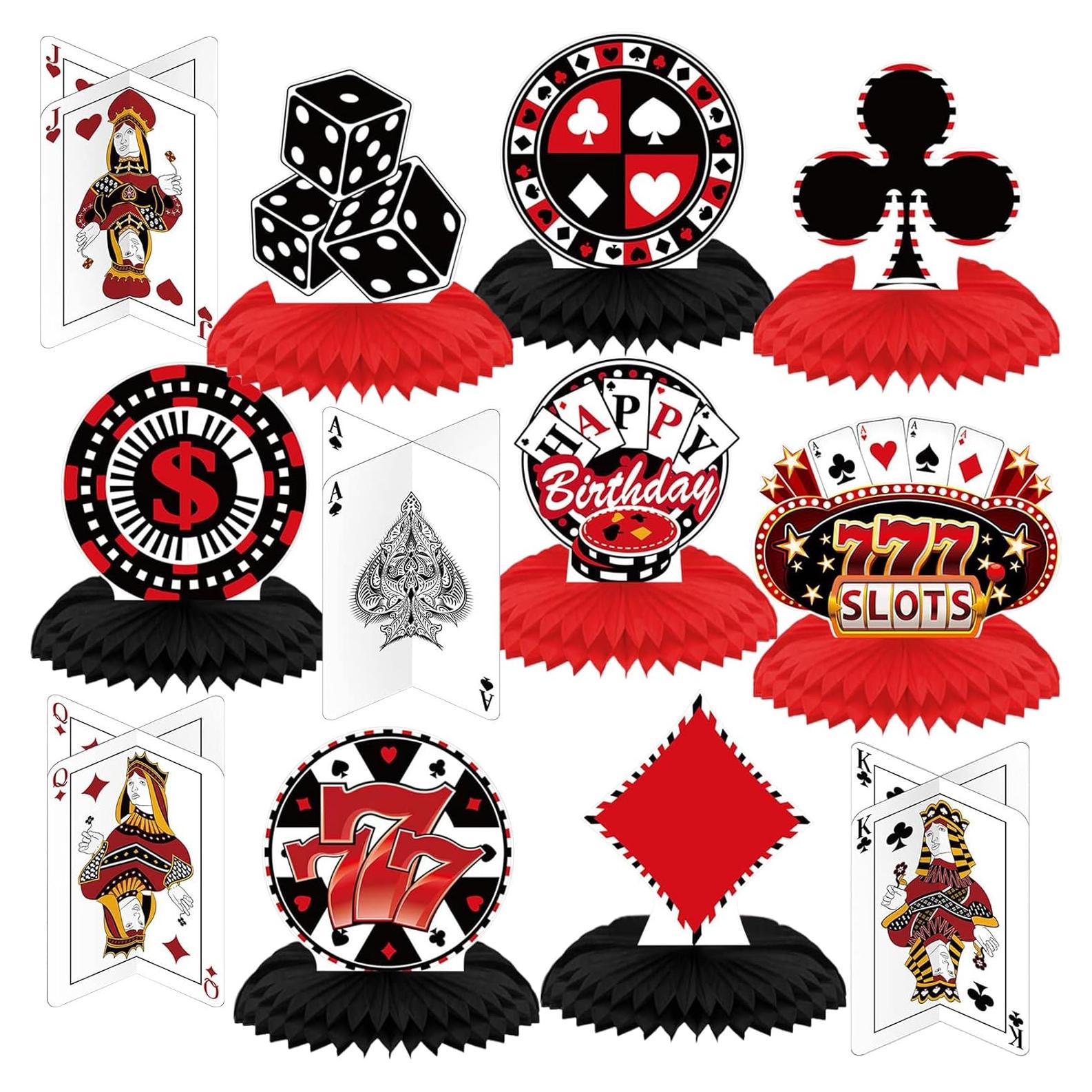 12 Piezas Decoraciones de Fiesta Casino Outus Adornos Mesa