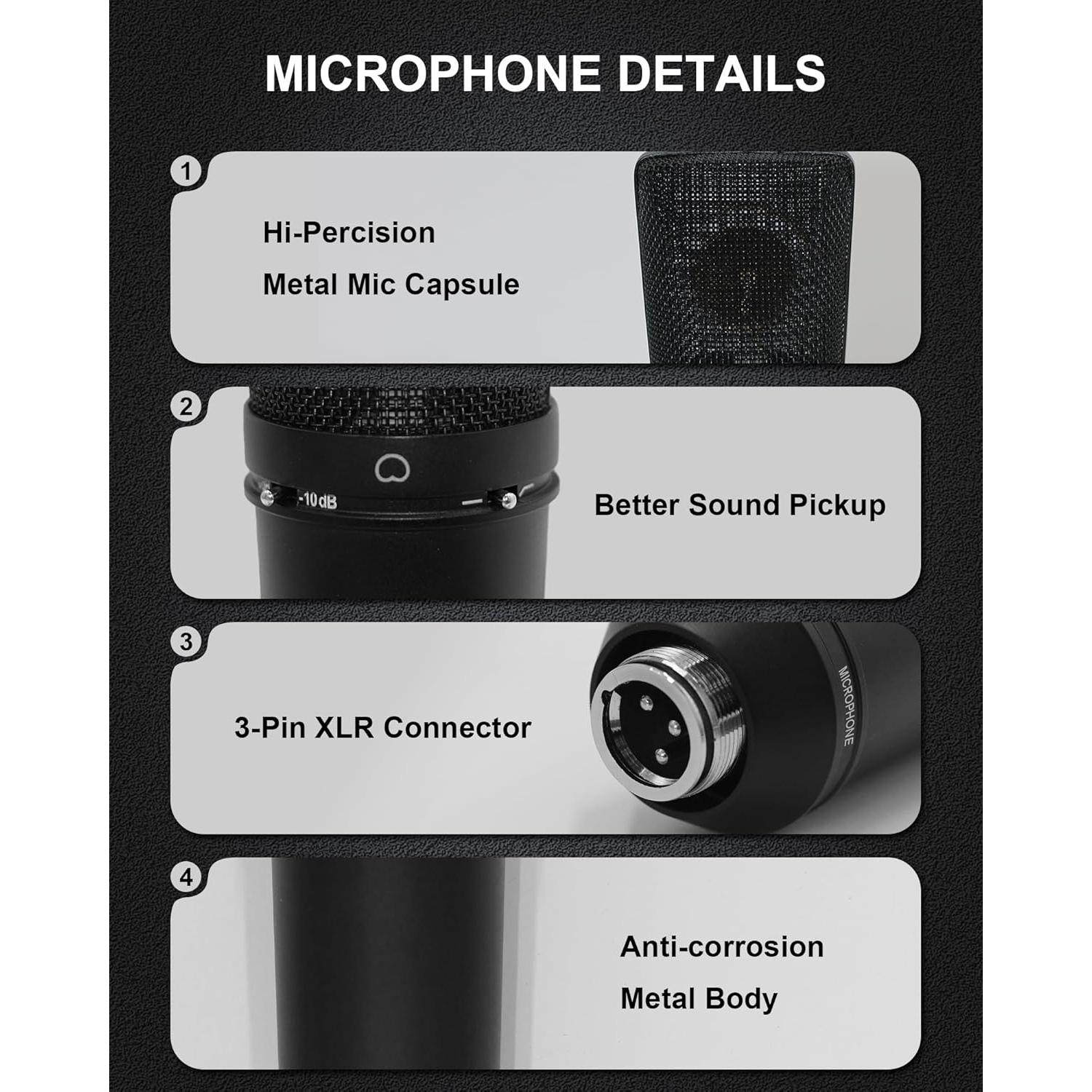 Micrófono XLR SUUNTOK TM87KB Condensador Cardioide 34mm