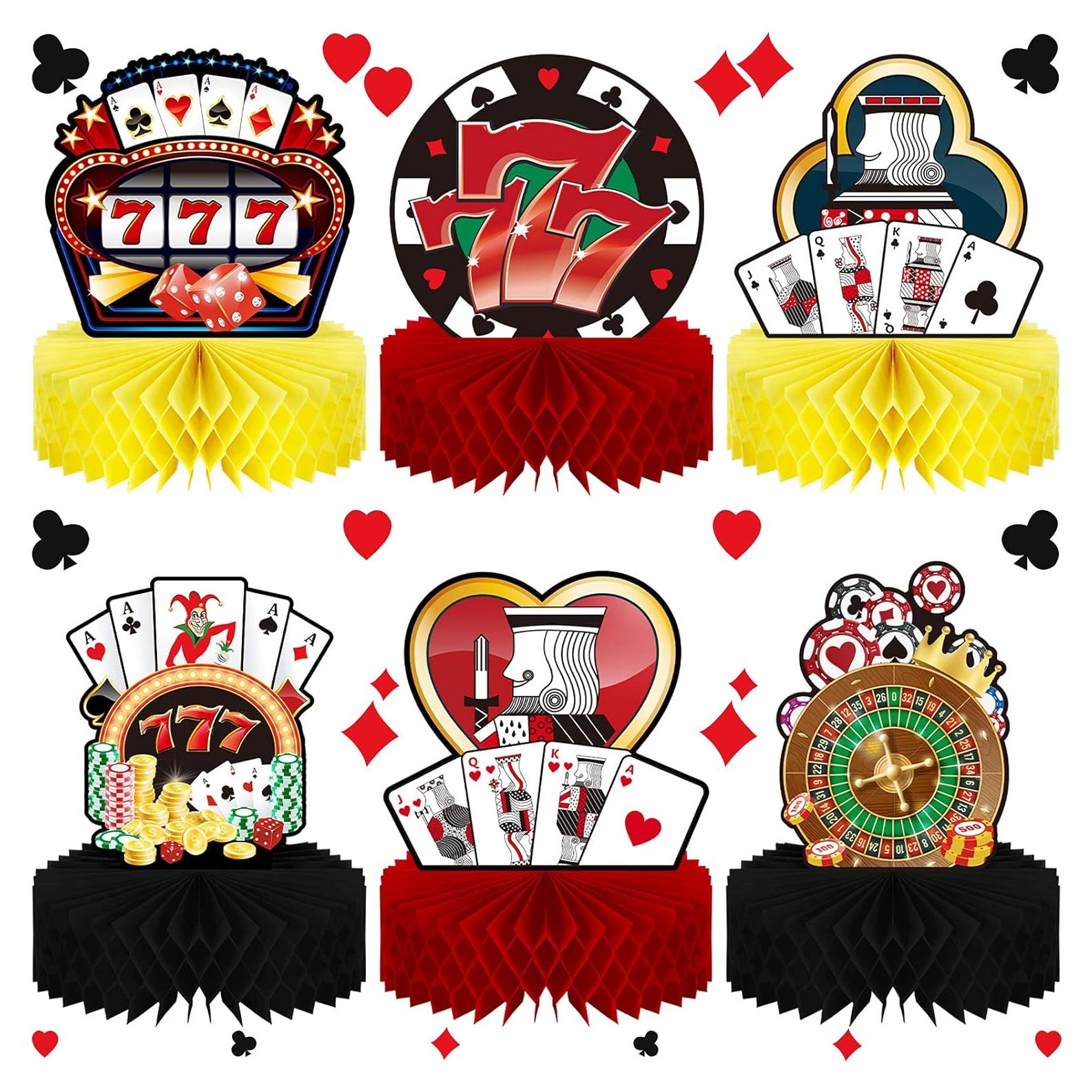 Centros de Mesa de Casino Sumind 6 Pcs Decoración Póker