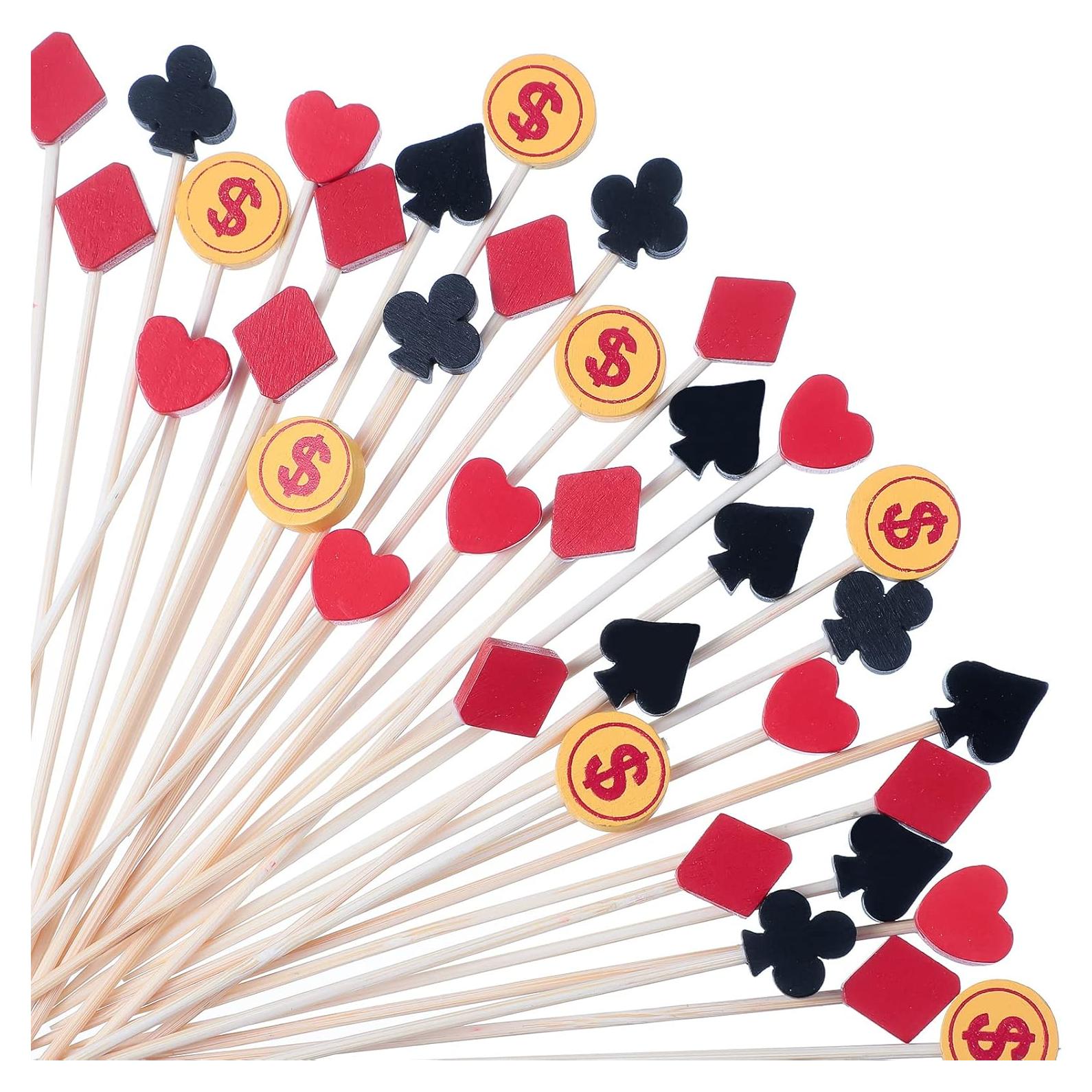 100 Palillos de Casino Decorativos para Fiesta de Poker