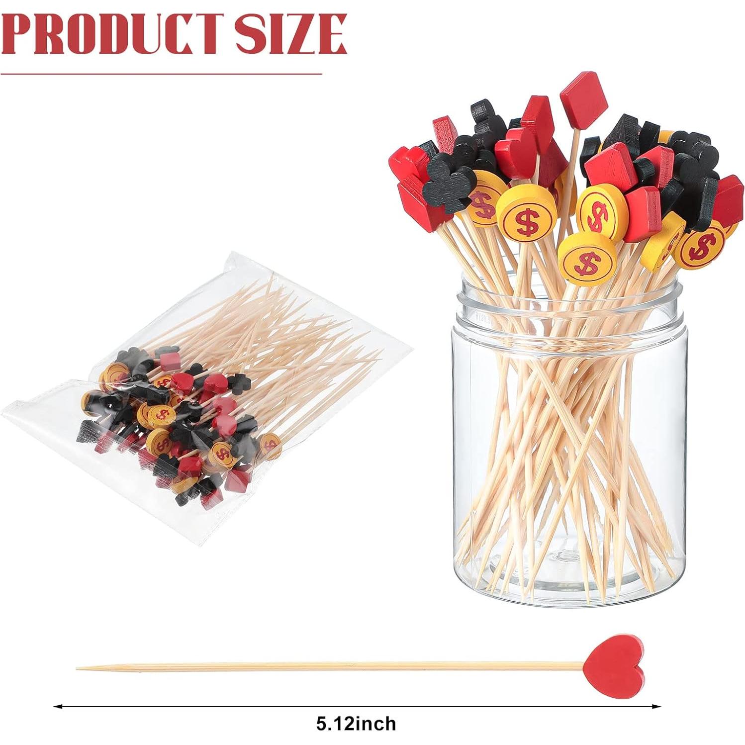 100 Palillos de Casino Decorativos para Fiesta de Poker