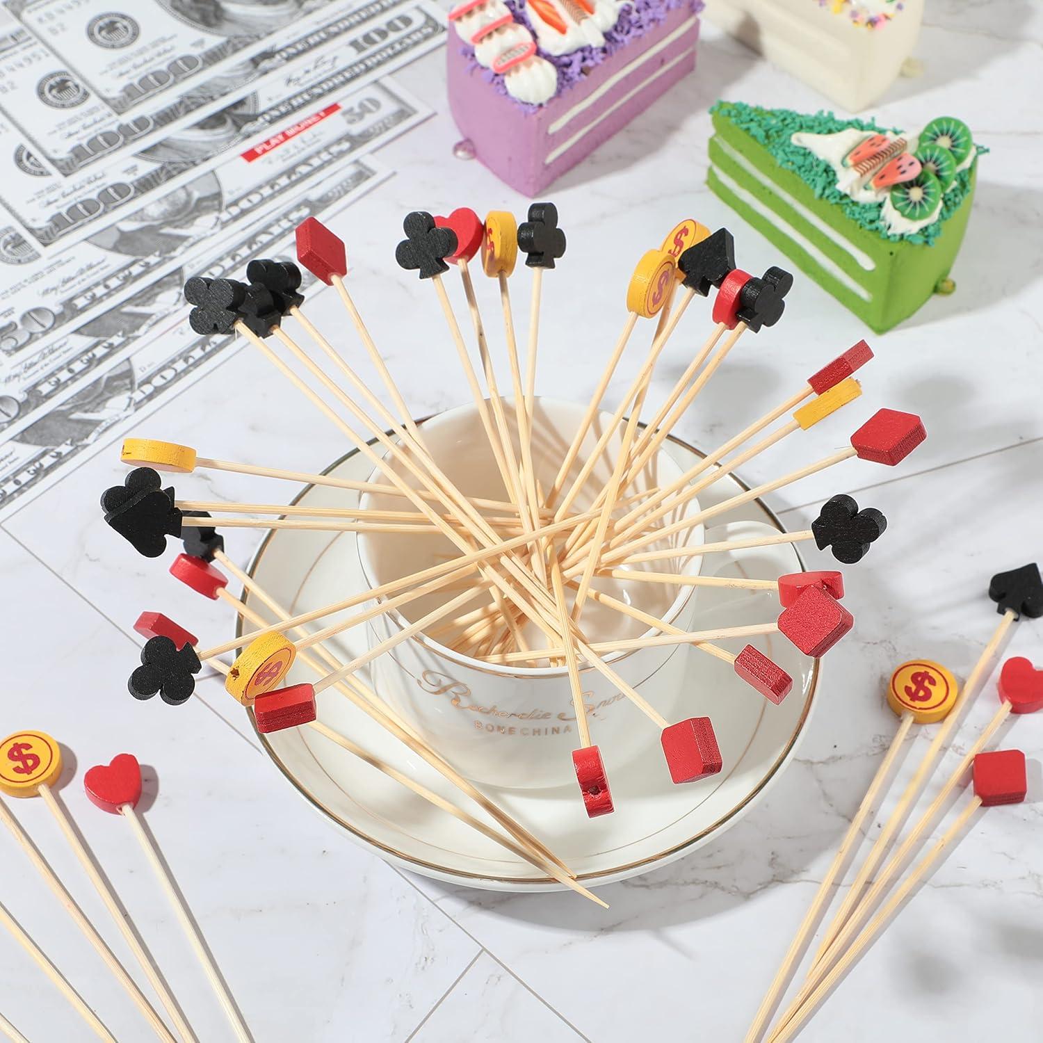 100 Palillos de Casino Decorativos para Fiesta de Poker