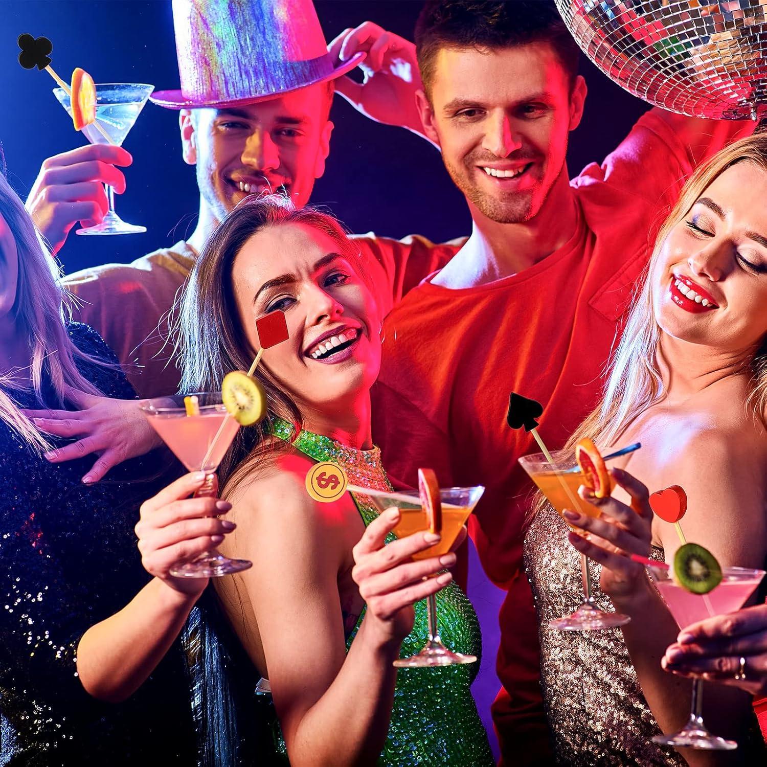 100 Palillos de Casino Decorativos para Fiesta de Poker