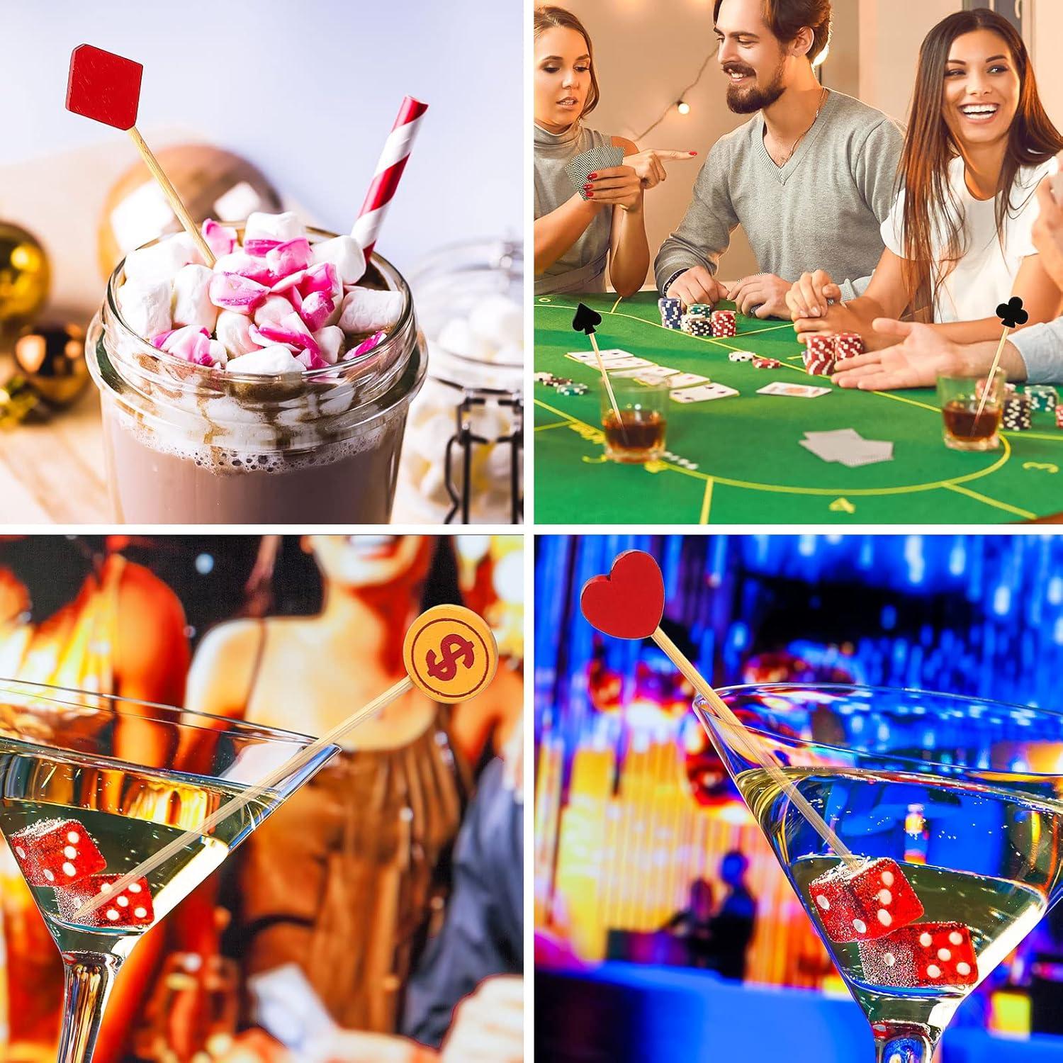 100 Palillos de Casino Decorativos para Fiesta de Poker
