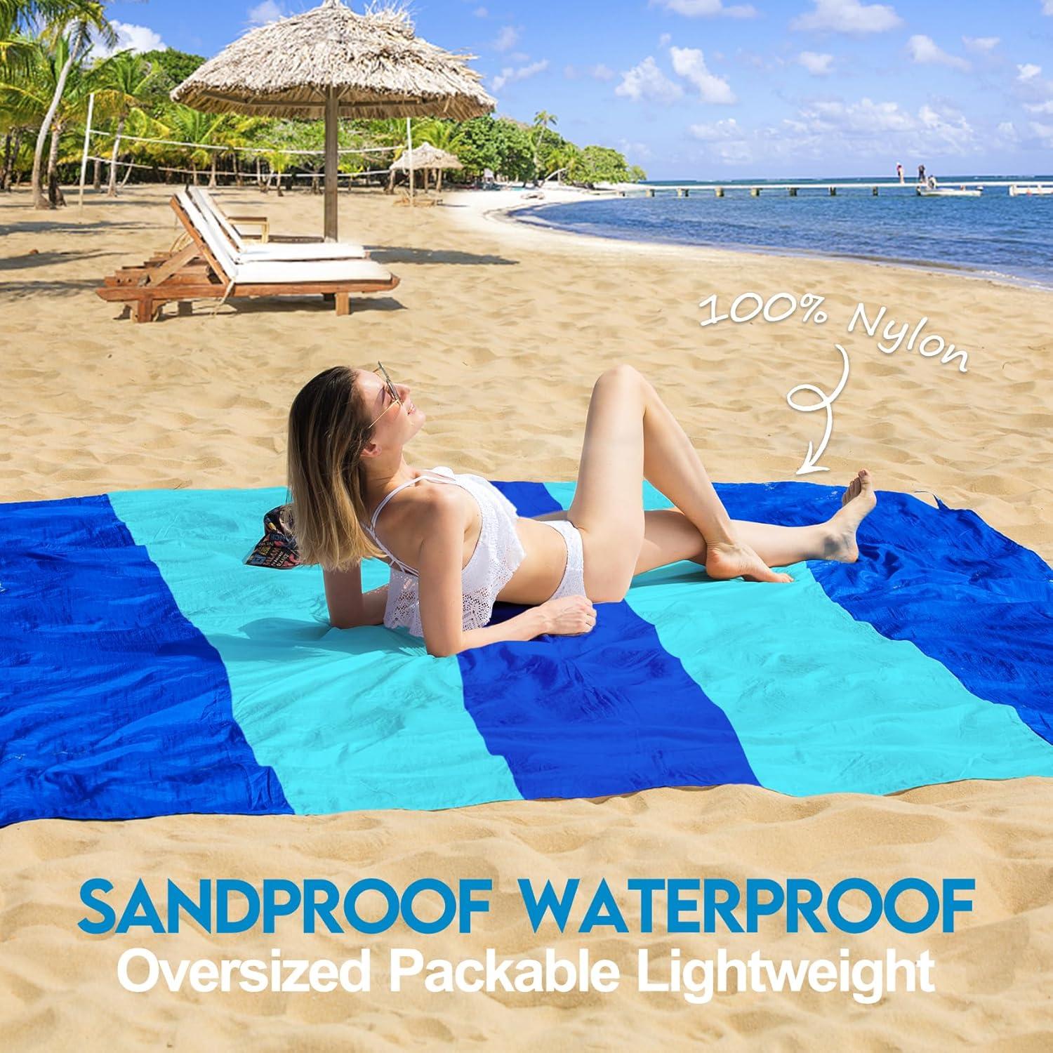 BYDOLL Manta de Playa Impermeable 2.13m x 2.13m para 1-5 Adultos