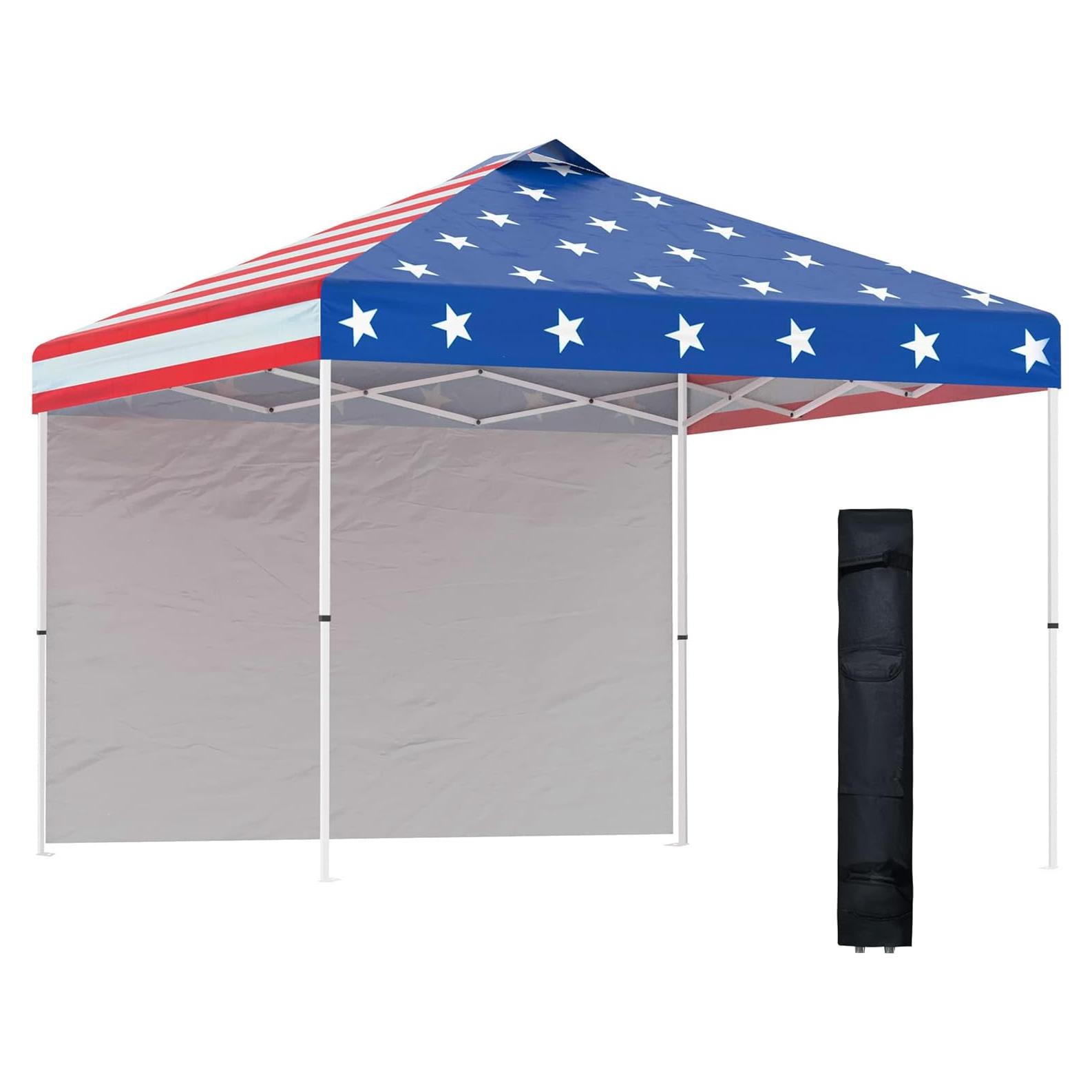 Carpa Plegable Outsunny 3x3m con Pared Lateral Removible