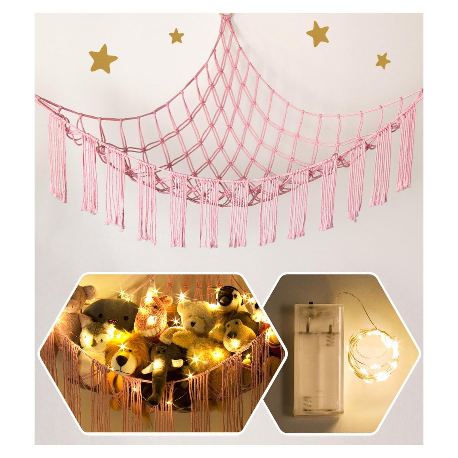 Hamaca de Peluches RelaxScene Rosa con Luz LED - Grande