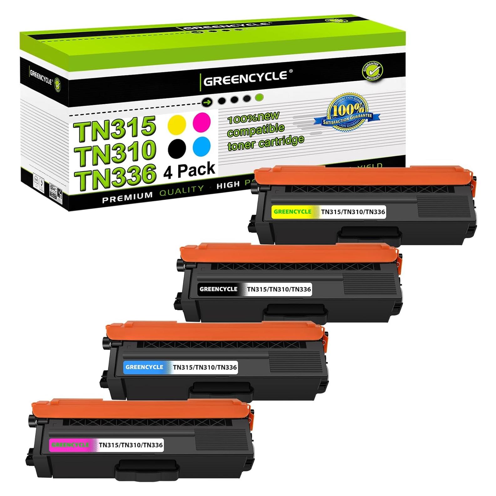 Paquete de 4 Cartuchos de Tóner Compatible Greencycle TN315 para Brother
