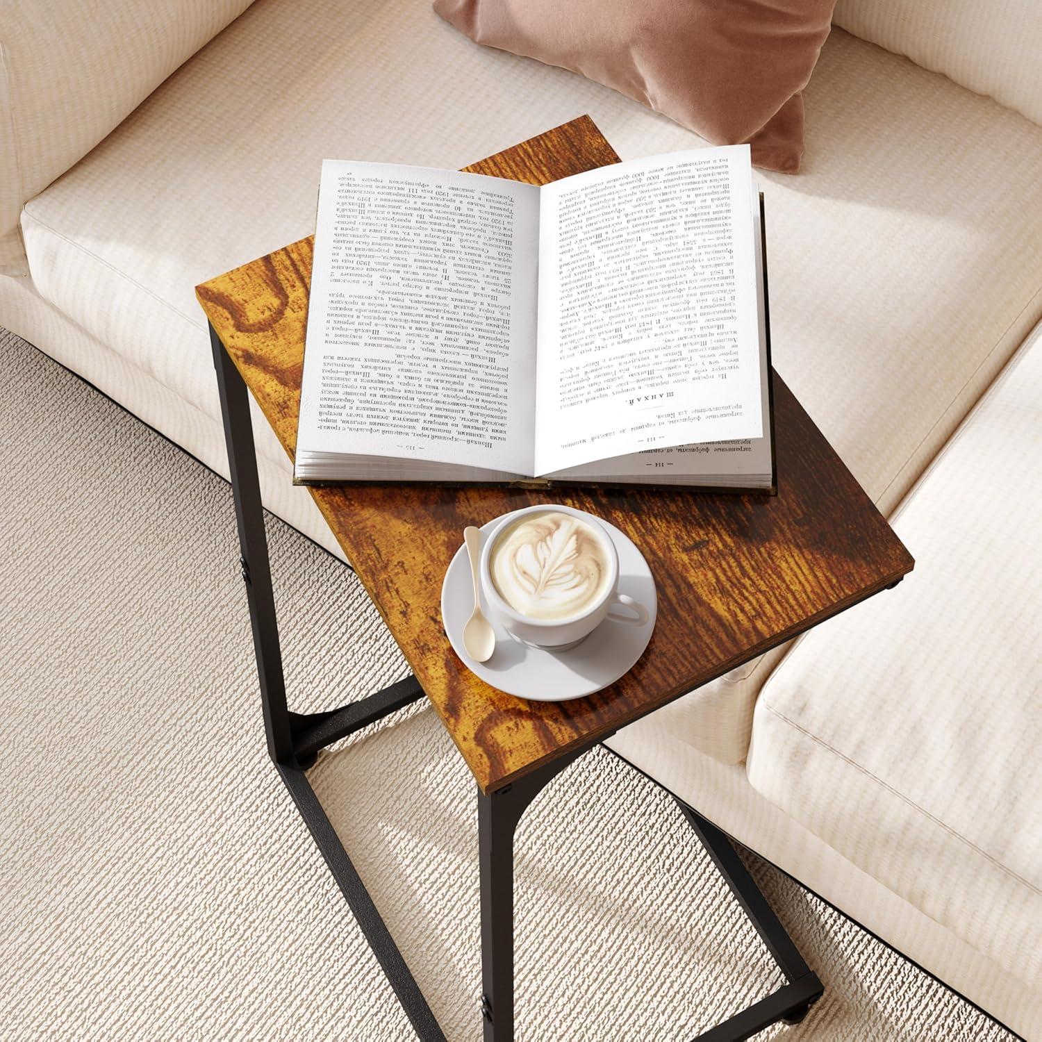 Mesa lateral estrecha Sonyabecca negra 40x30 cm estilo rústico