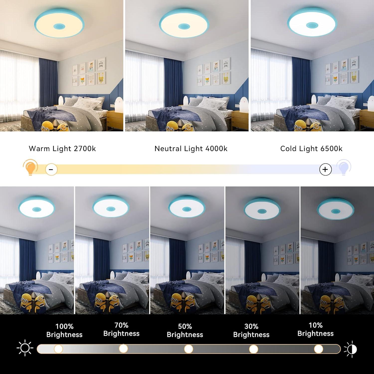 Lámpara de Techo LED ASALL 11" Azul Bluetooth RGB 18W