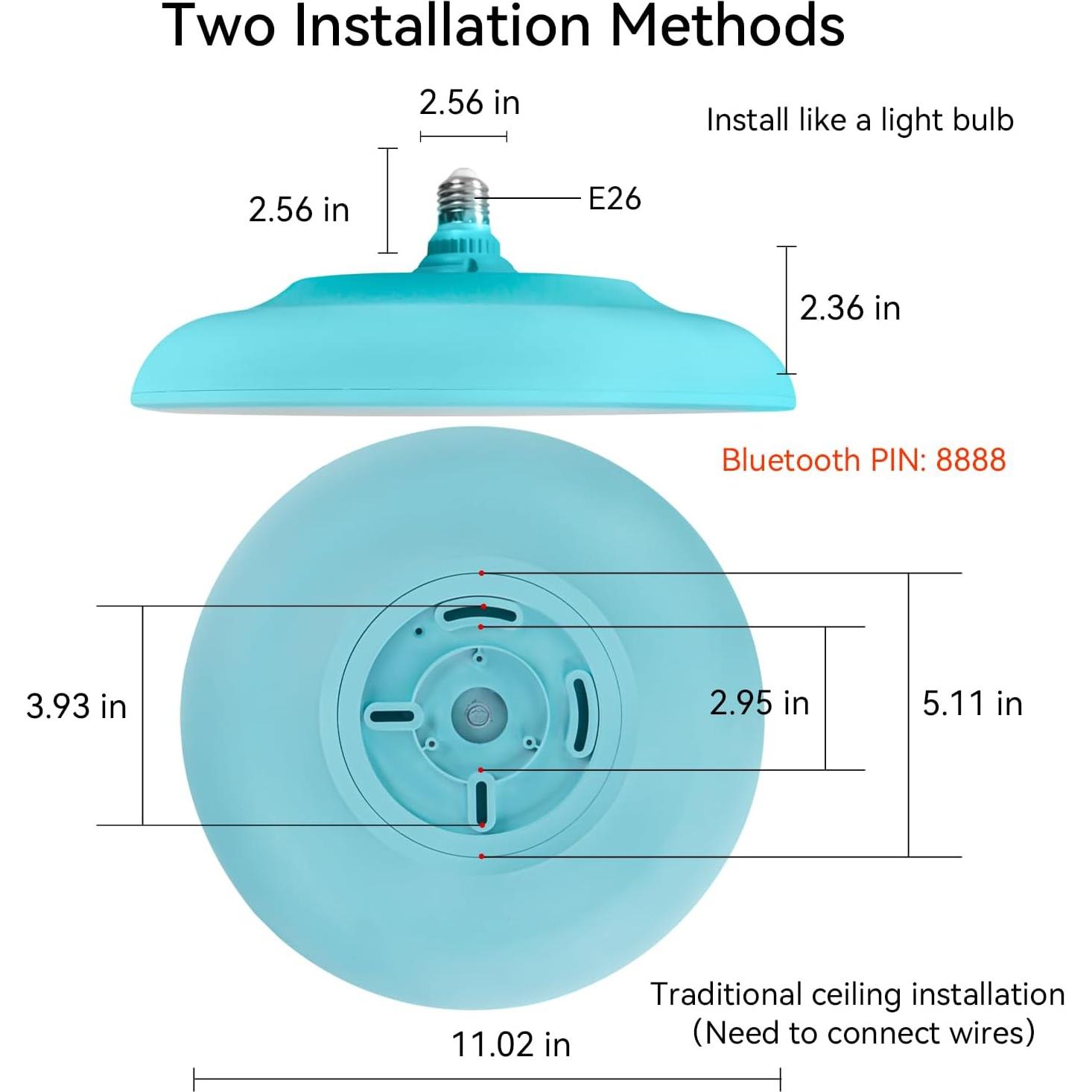 Lámpara de Techo LED ASALL 11" Azul Bluetooth RGB 18W