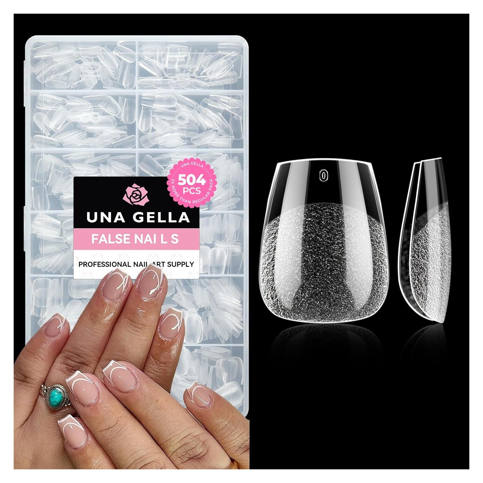 Tips de Uñas Coffin Cortas UNA GELLA 504pcs Transparentes
