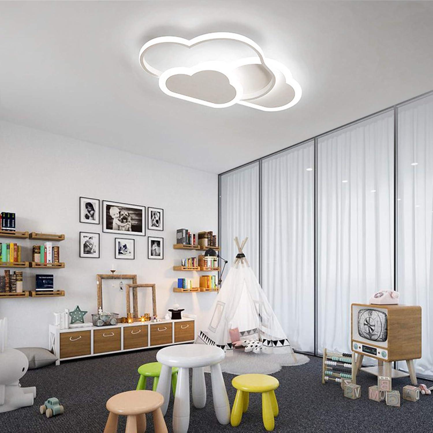 Cloud LED Ceiling Lamp, 22" Dimmable Acrylic Lamp for Living Room, Children's Room, Bedroom, Modern Minimalist Ceiling Light