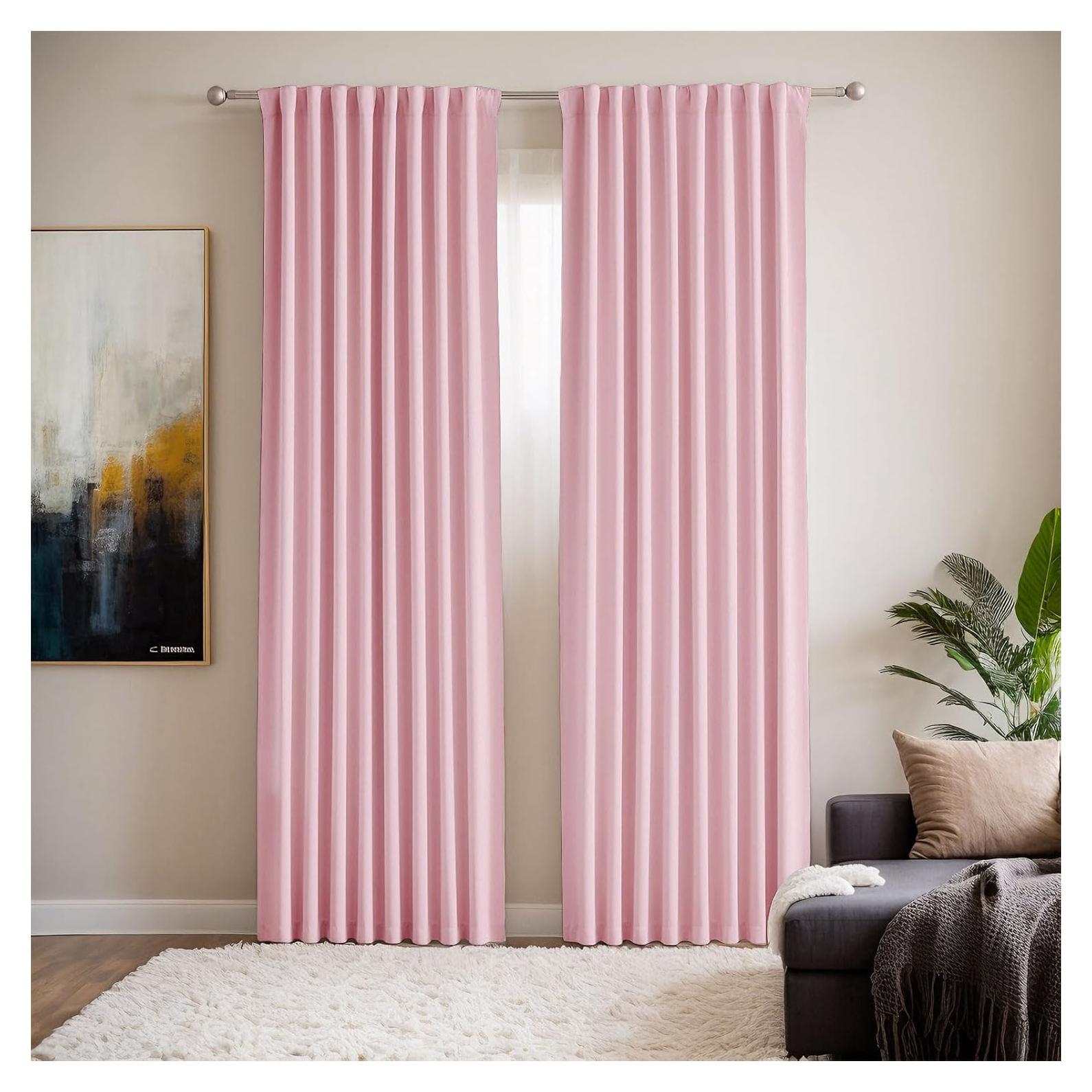 Cortinas Opacas Rosa Grichril 2 Paneles 132x213 cm