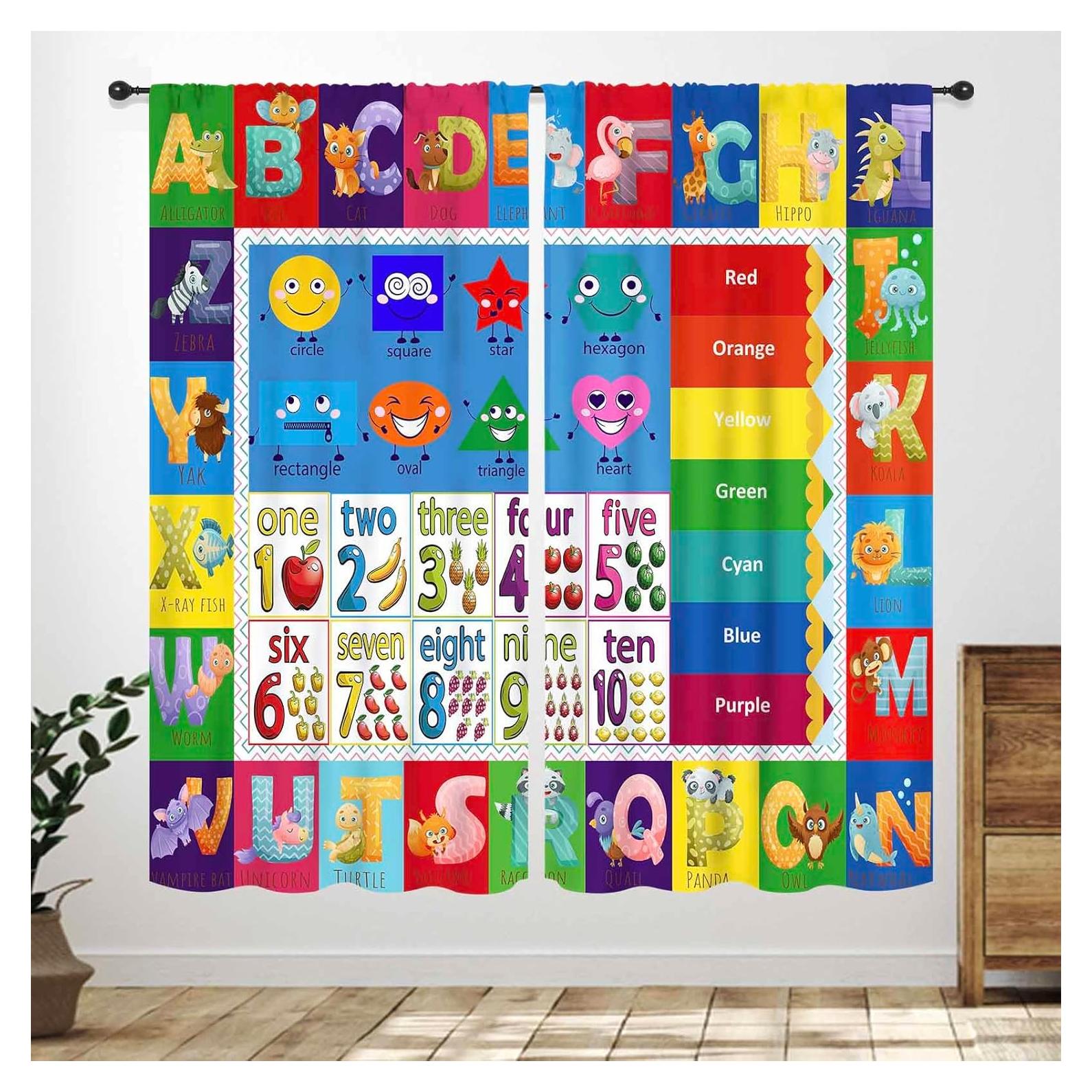Cortinas Lnepty ABC para Niños 2 Paneles 106x137 cm