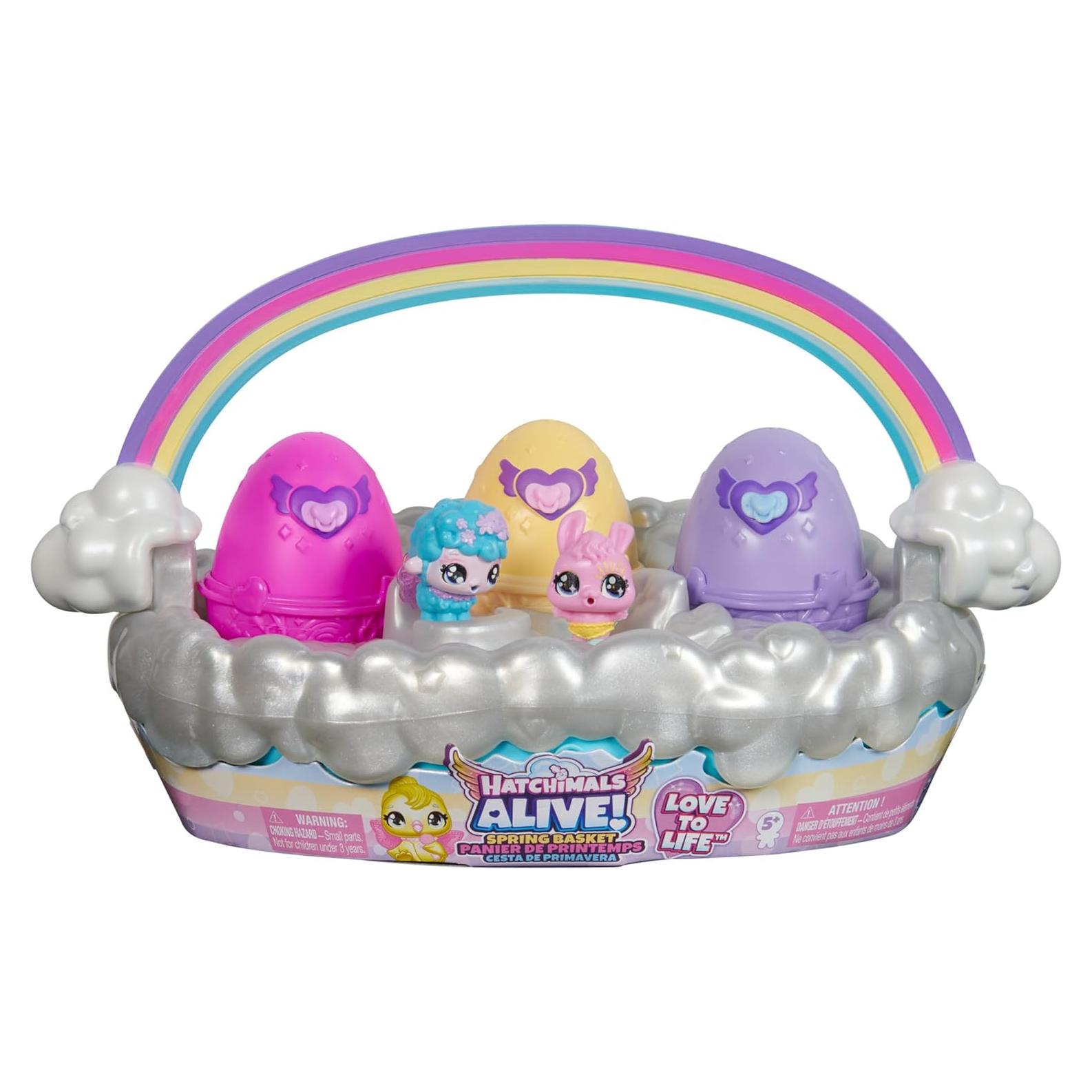 Cesta de Primavera Hatchimals Alive con 6 Figuras y Huevos