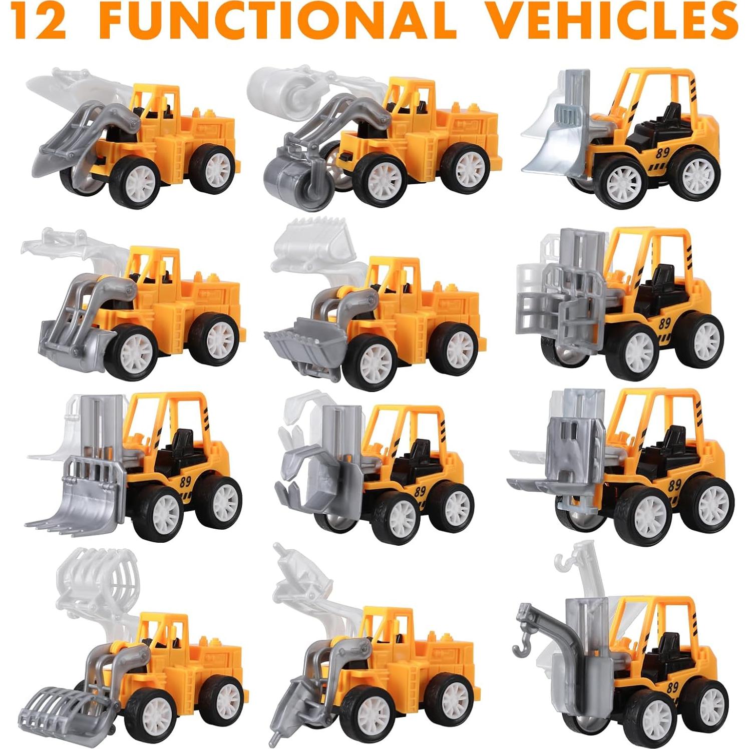 Paquete de 36 Vehículos de Construcción Mini Juguetes