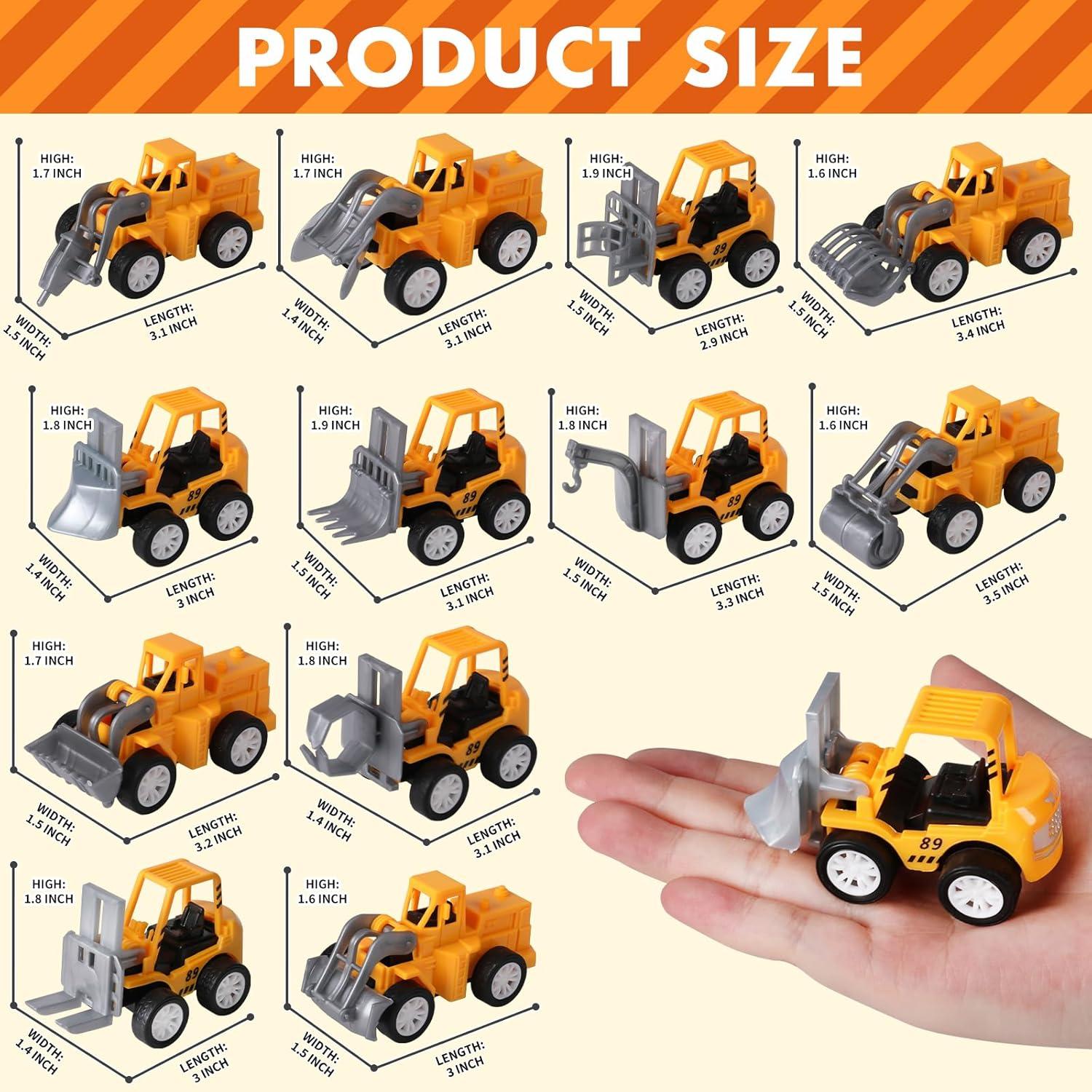 Paquete de 36 Vehículos de Construcción Mini Juguetes