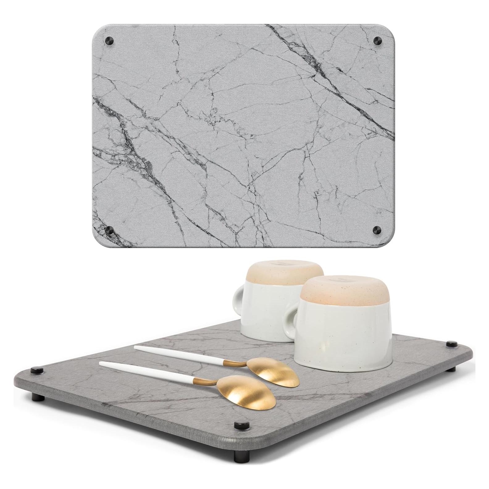 Alfombrilla de Secado de Piedra Diatomea Spaceneat 40x30cm Mármol Gris