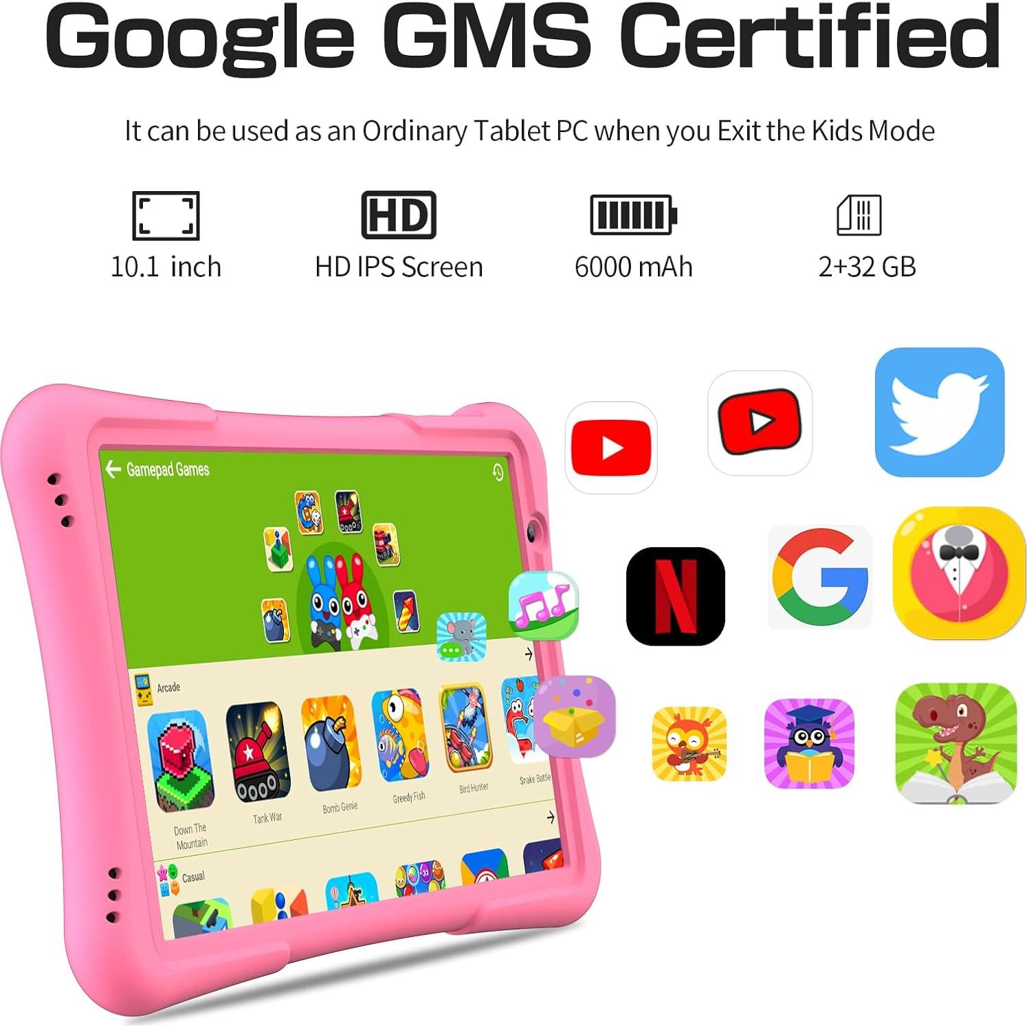 Tableta PRITOM TAB 10 para Niños 10" Android 12 Rosa