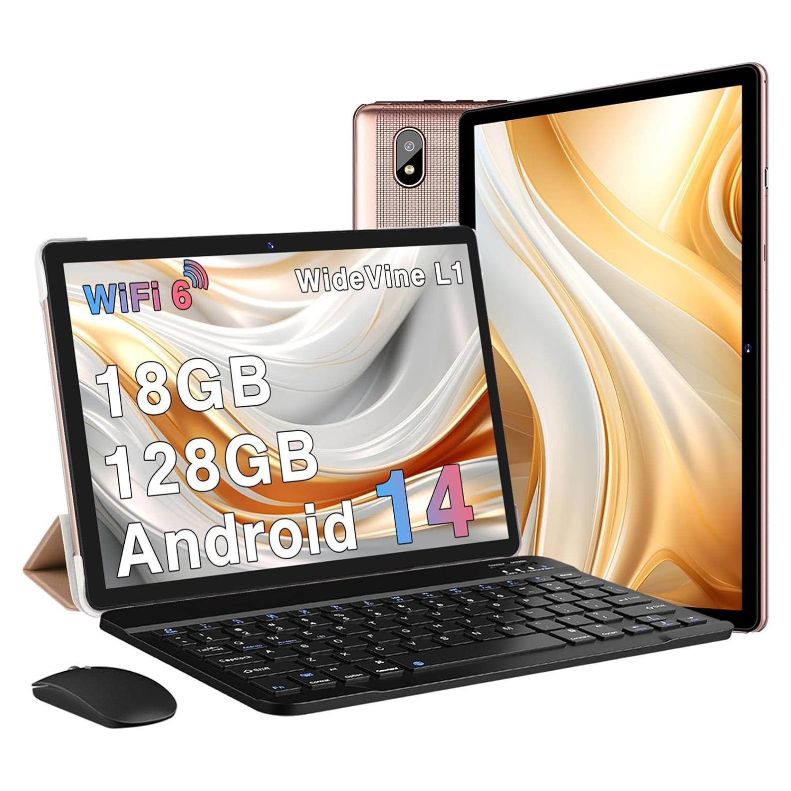 Tableta DMOAO D3 10.1" Android 14 18GB RAM 128GB ROM Oro