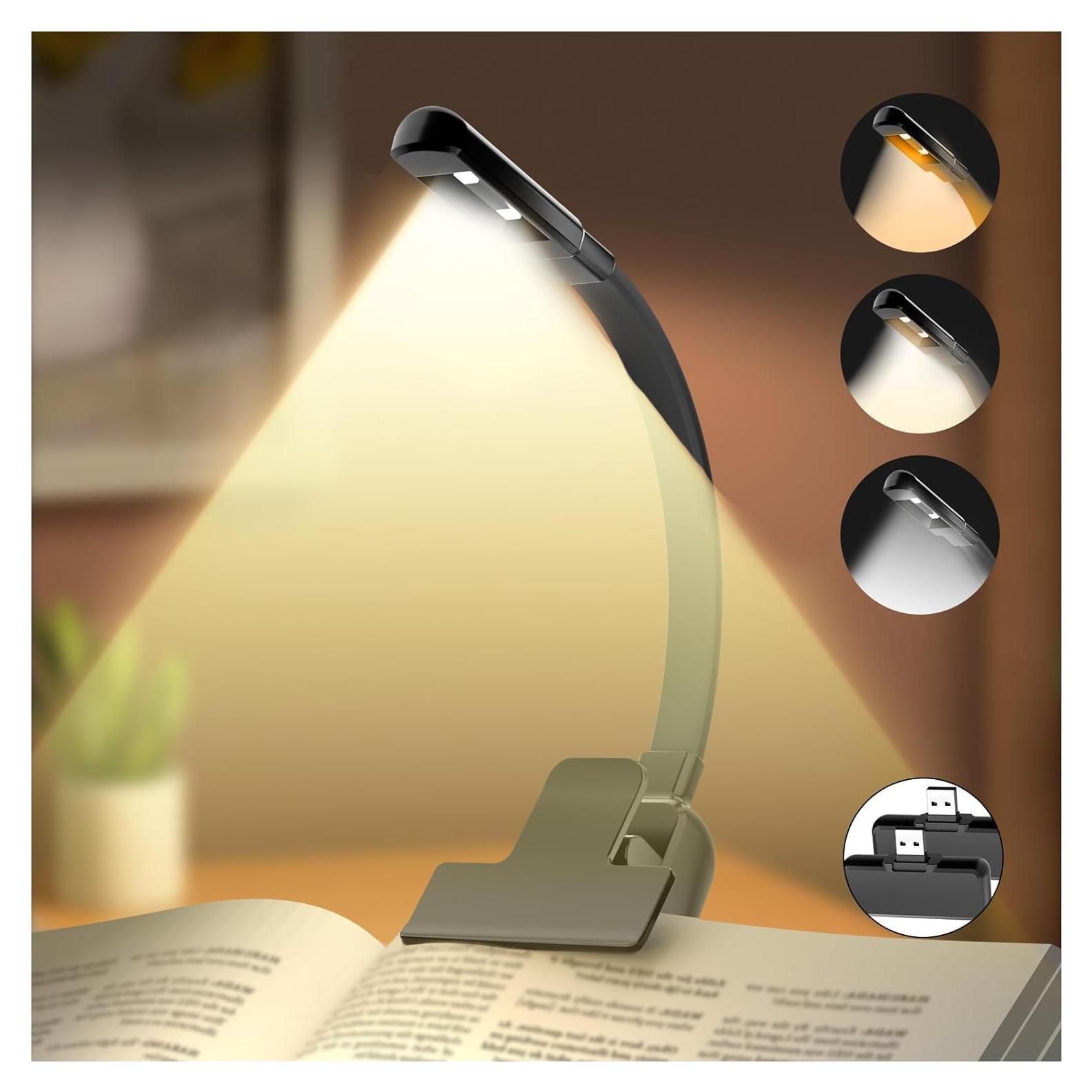 Luz de lectura recargable USB YouZhanDeng negra 3 colores