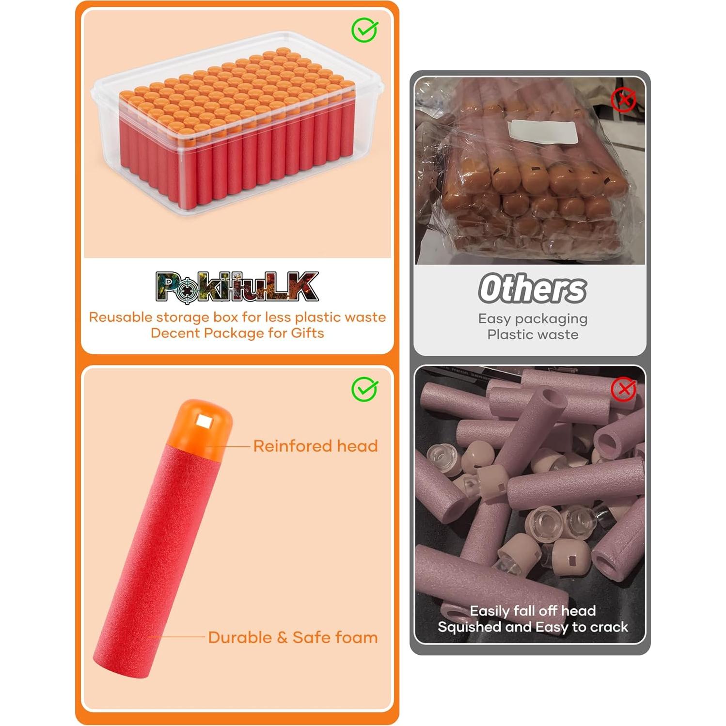 120 Dardos Mega Rojos Pokiiulk para Armas Nerf Mega