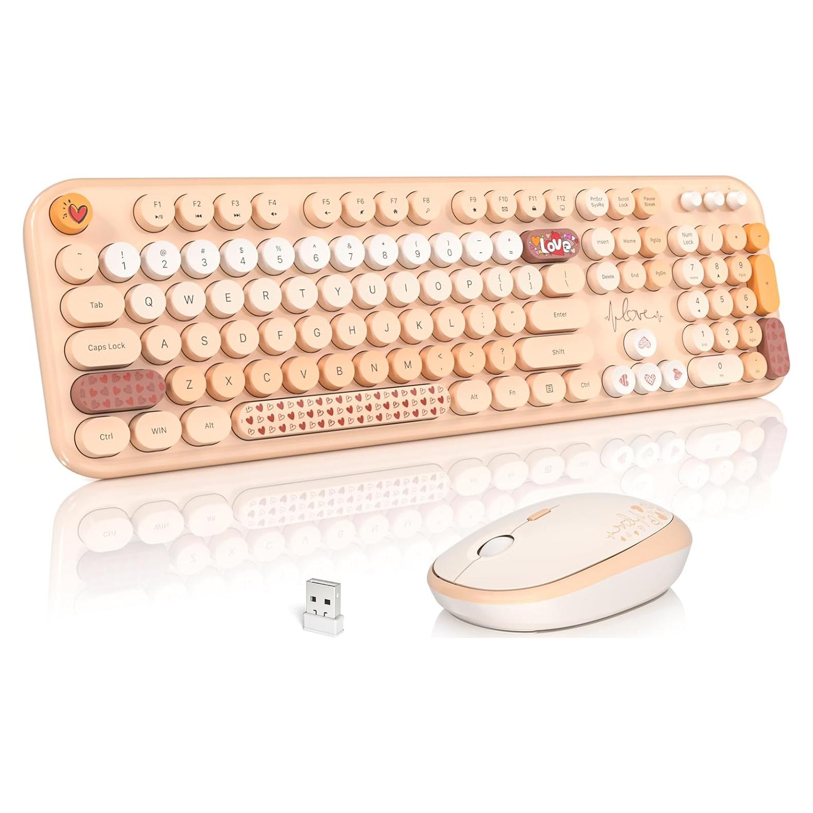 Combo Teclado y Ratón Inalámbrico MOFII Retro Amarillo