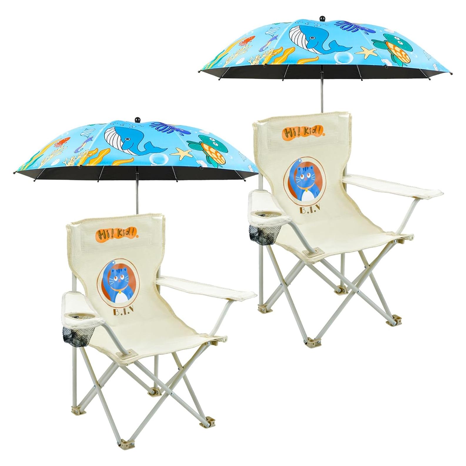 Sillas de Camping para Niños BUSYSIR con Paraguas Plegables