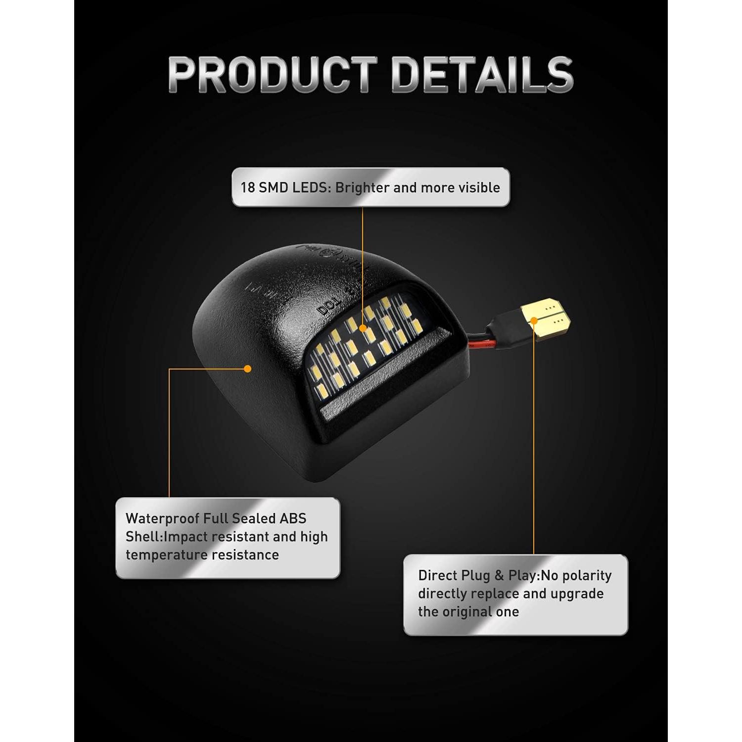 Luz de Placa LED LESAUCE 6000K para Chevy/GMC - Paquete de 2