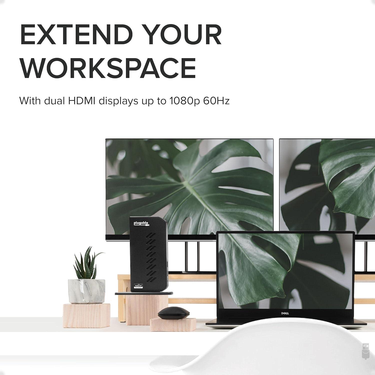 Estación de Acoplamiento Plugable UD-3900Z USB-C HDMI Dual