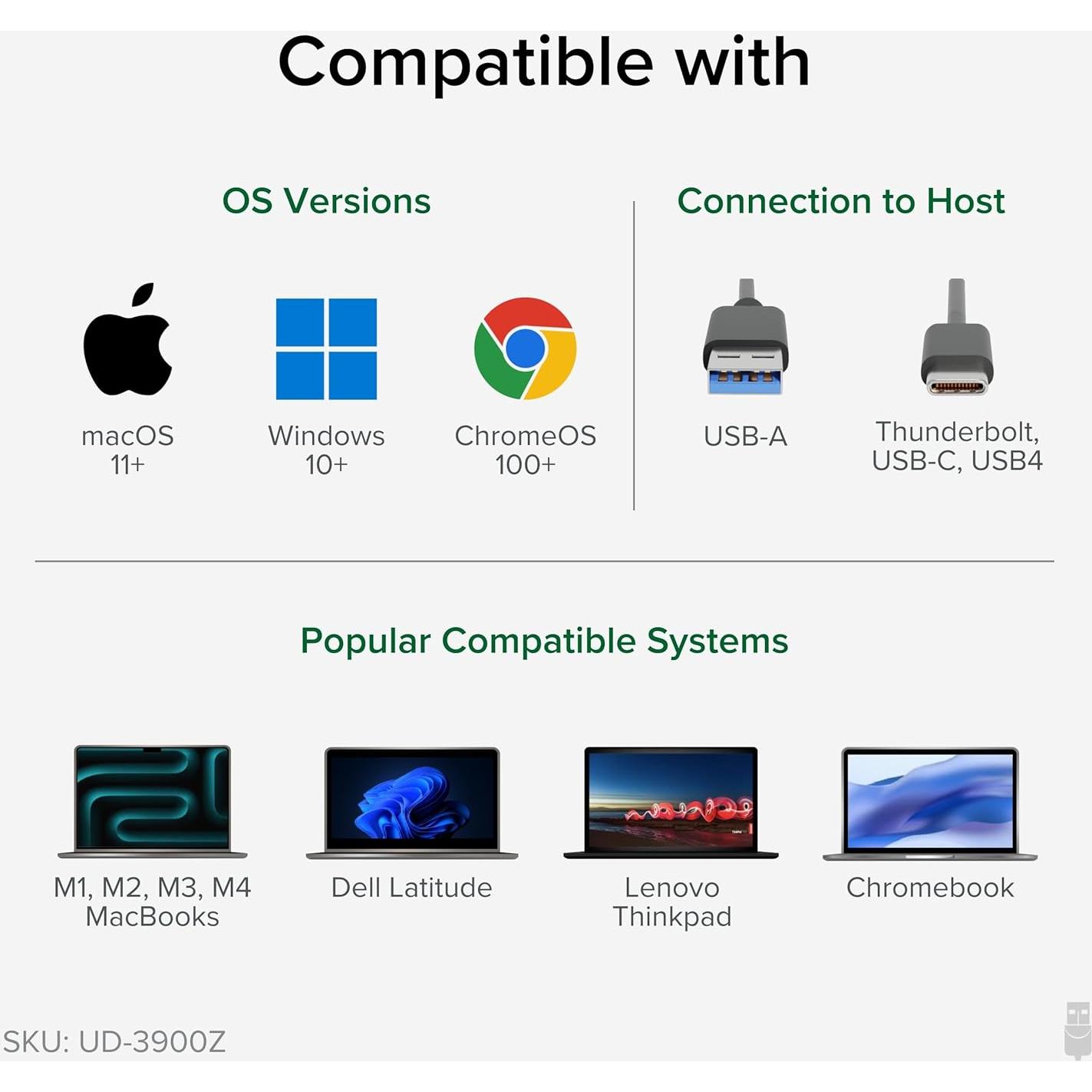 Estación de Acoplamiento Plugable UD-3900Z USB-C HDMI Dual