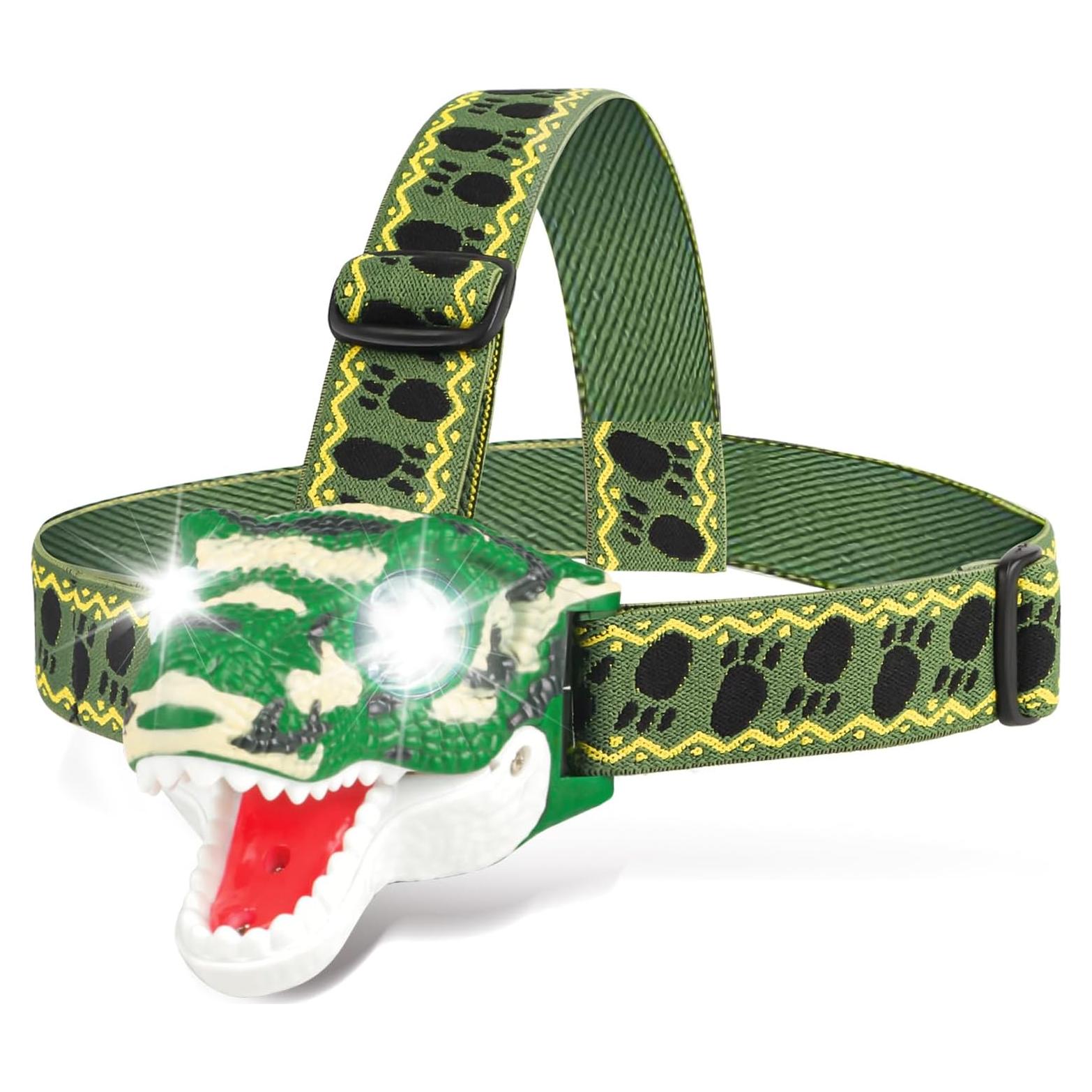 Linterna de Cabeza Dinosaurio T-Rex LED Verde Camo 8cm