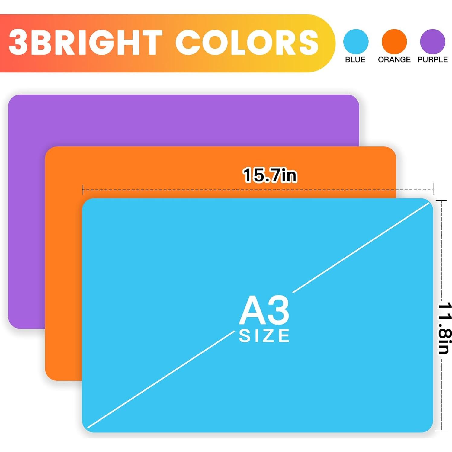 Paquete de 3 Tapetes de Silicona Aoulela A3 Antideslizantes
