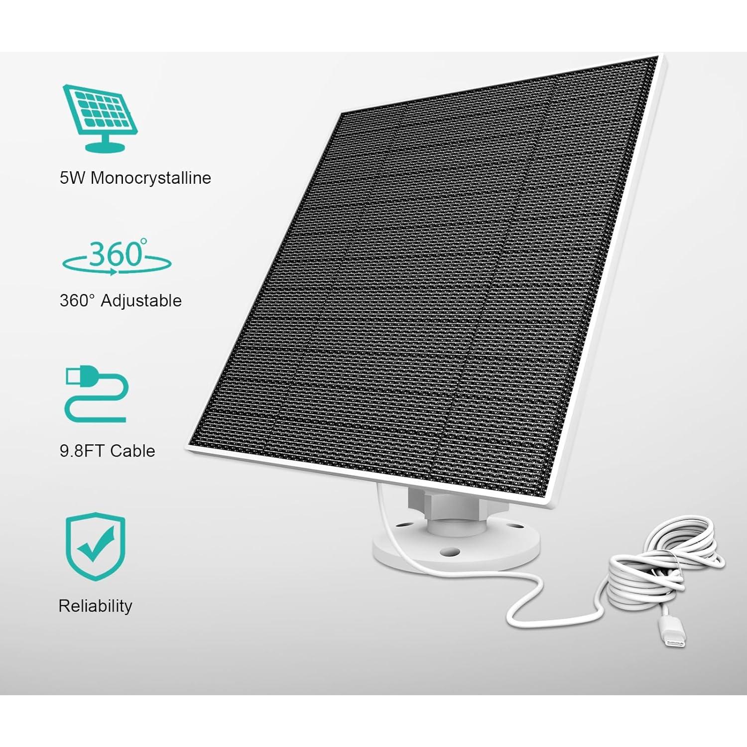 Panel Solar 5W EverExceed para Cámara Eufy, IP65, USB-C