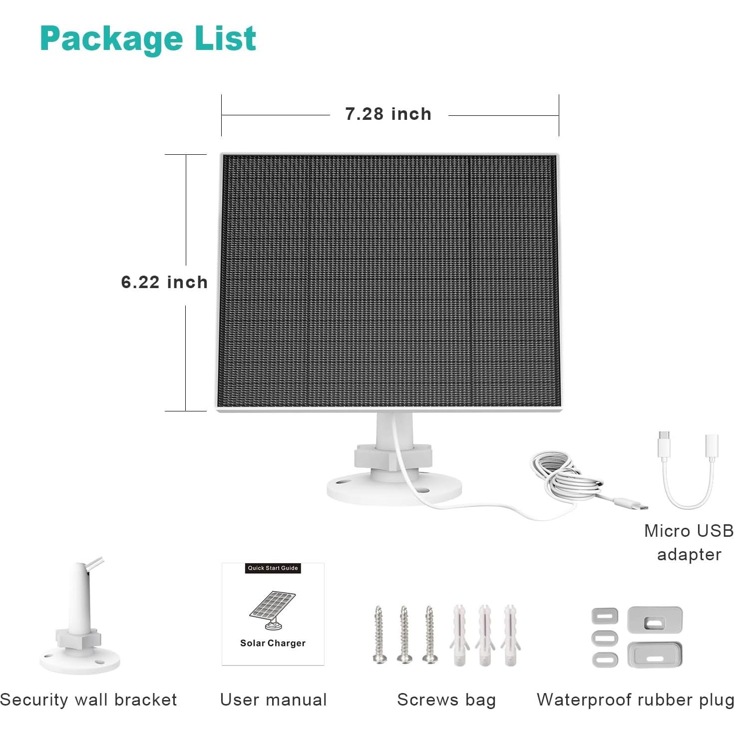 Panel Solar 5W EverExceed para Cámara Eufy, IP65, USB-C