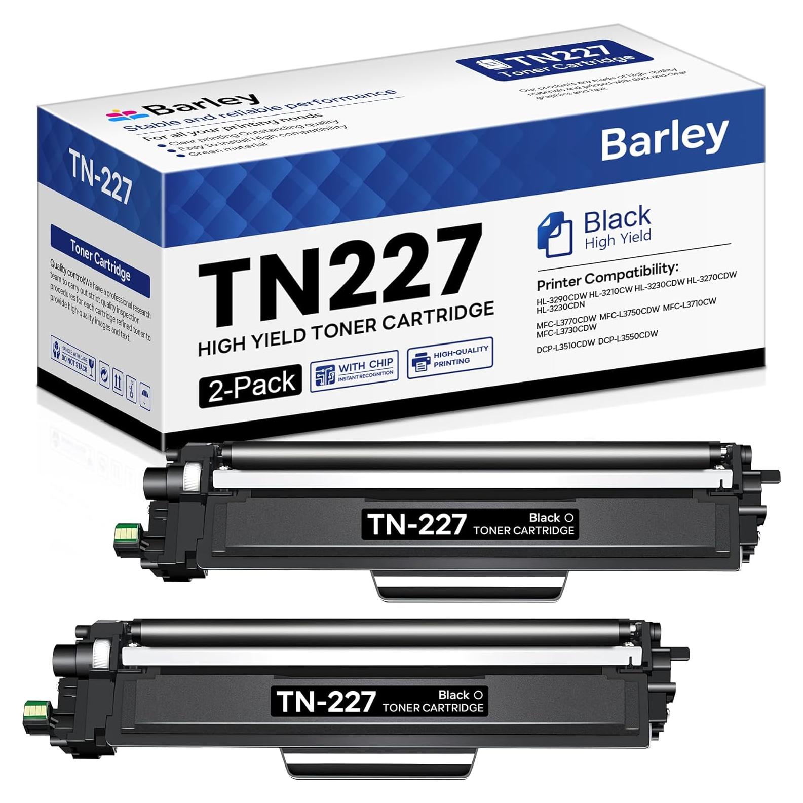 Cartucho de Tóner Negro Alto Rendimiento Barley TN227 (2 Unidades)