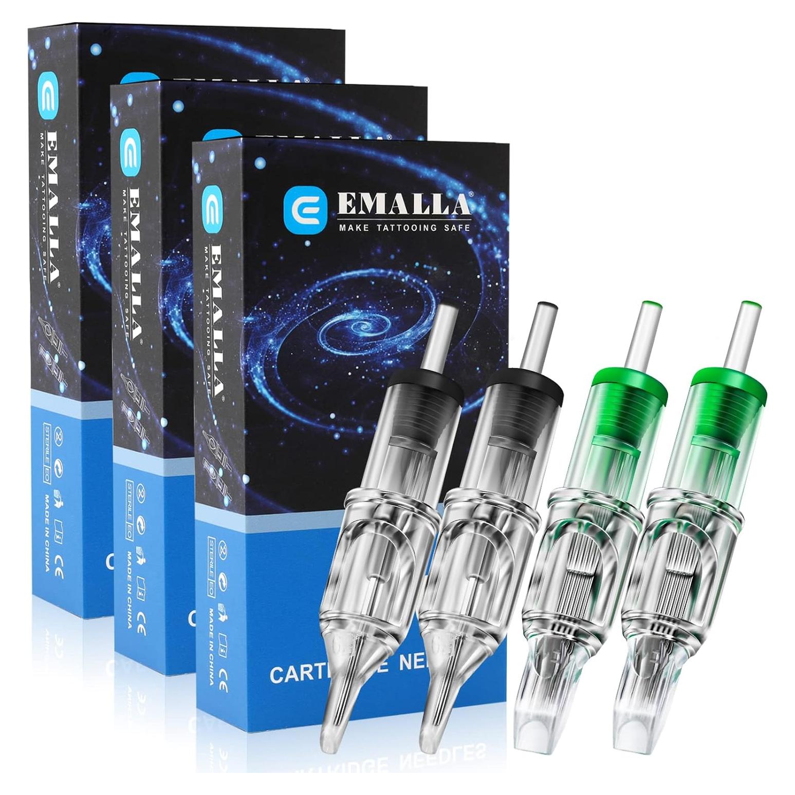 Agujas de Cartucho para Tatuaje Emalla 60Pcs Tamaño Mixto