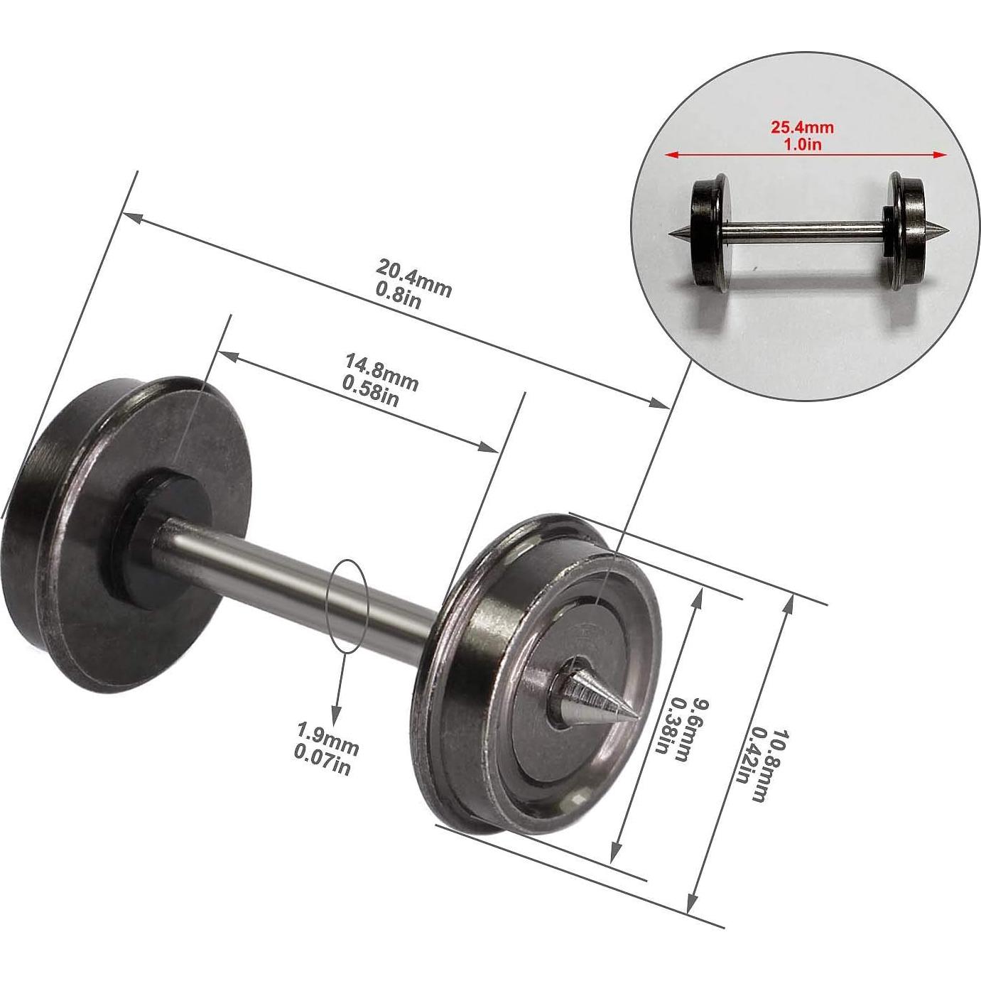 24 Ruedas de Metal Escala HO 1:87 Evemodel C8725